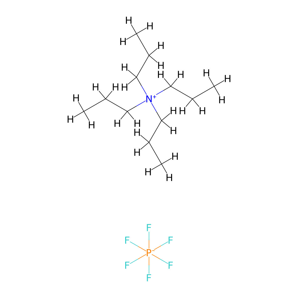 Tetrapropylammonium hexafluorophosphate molecular structure, CAS 12110-21-3