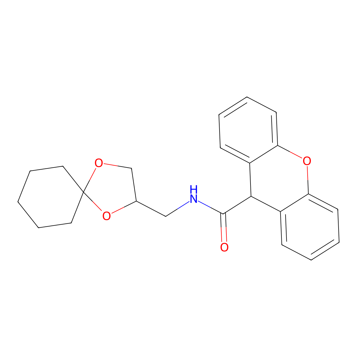 N-(1,4-dioxaspiro[4.5]decan-2-ylmethyl)-9H-xanthene-9-carboxamide molecular structure, CAS 1211000-10-0