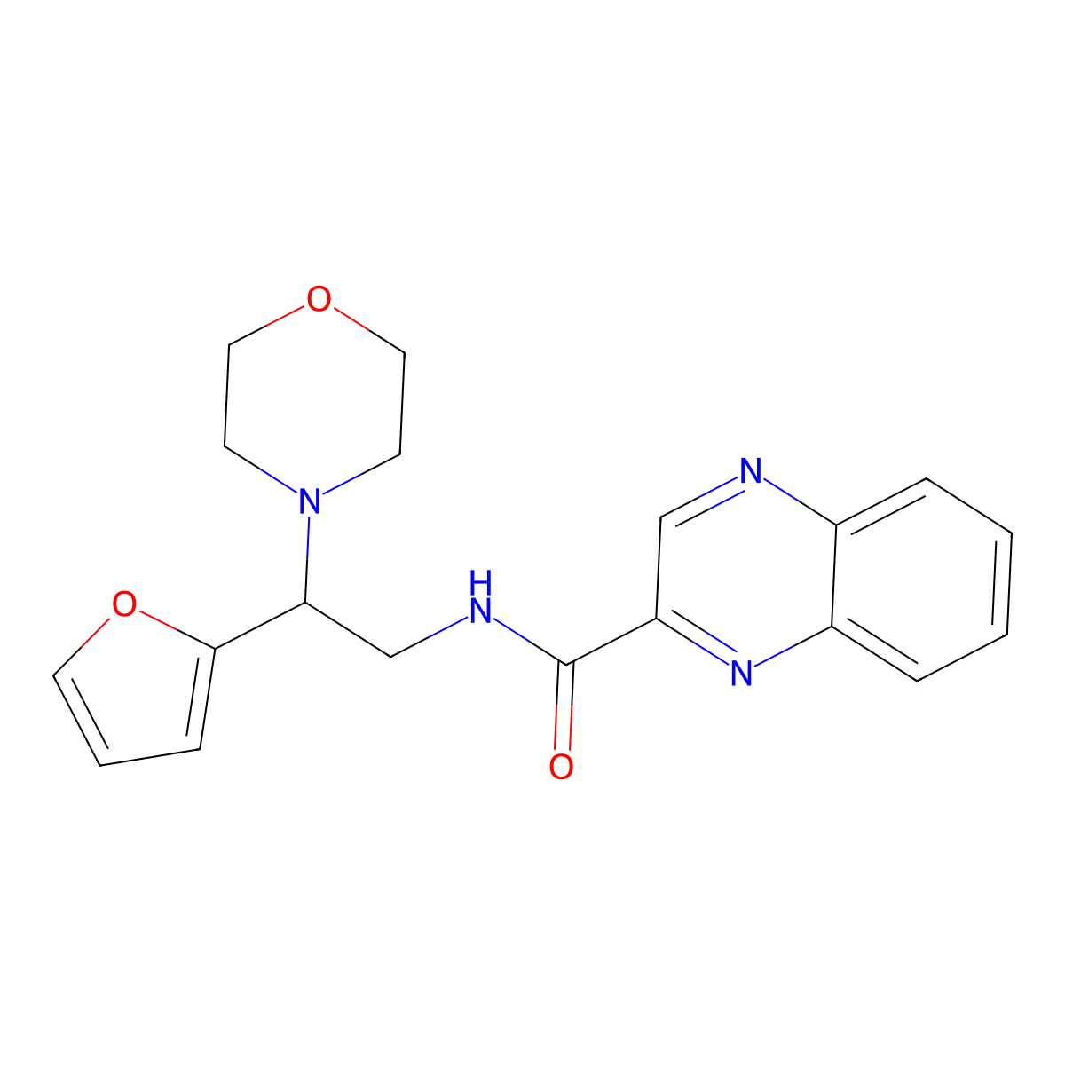 N-(2-(furan-2-yl)-2-morpholinoethyl)quinoxaline-2-carboxamide molecular structure, CAS 1211003-47-2