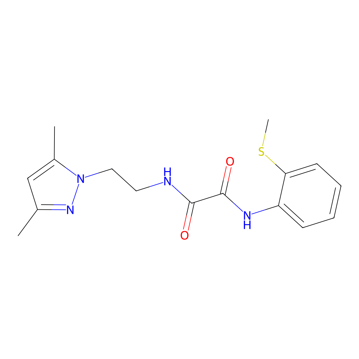 N1-(2-(3,5-dimethyl-1H-pyrazol-1-yl)ethyl)-N2-(2-(methylthio)phenyl)oxalamide molecular structure, CAS 1211008-39-7