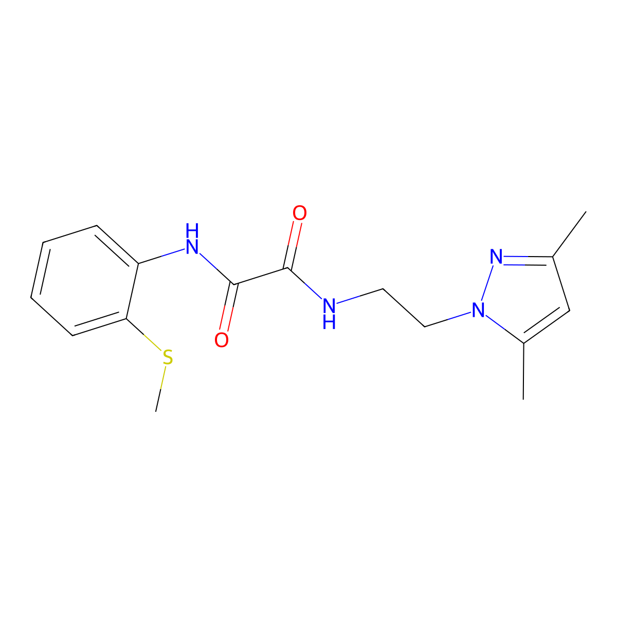 N1-(2-(3,5-dimethyl-1H-pyrazol-1-yl)ethyl)-N2-(2-(methylthio)phenyl)oxalamide molecular structure, CAS 1211008-39-7