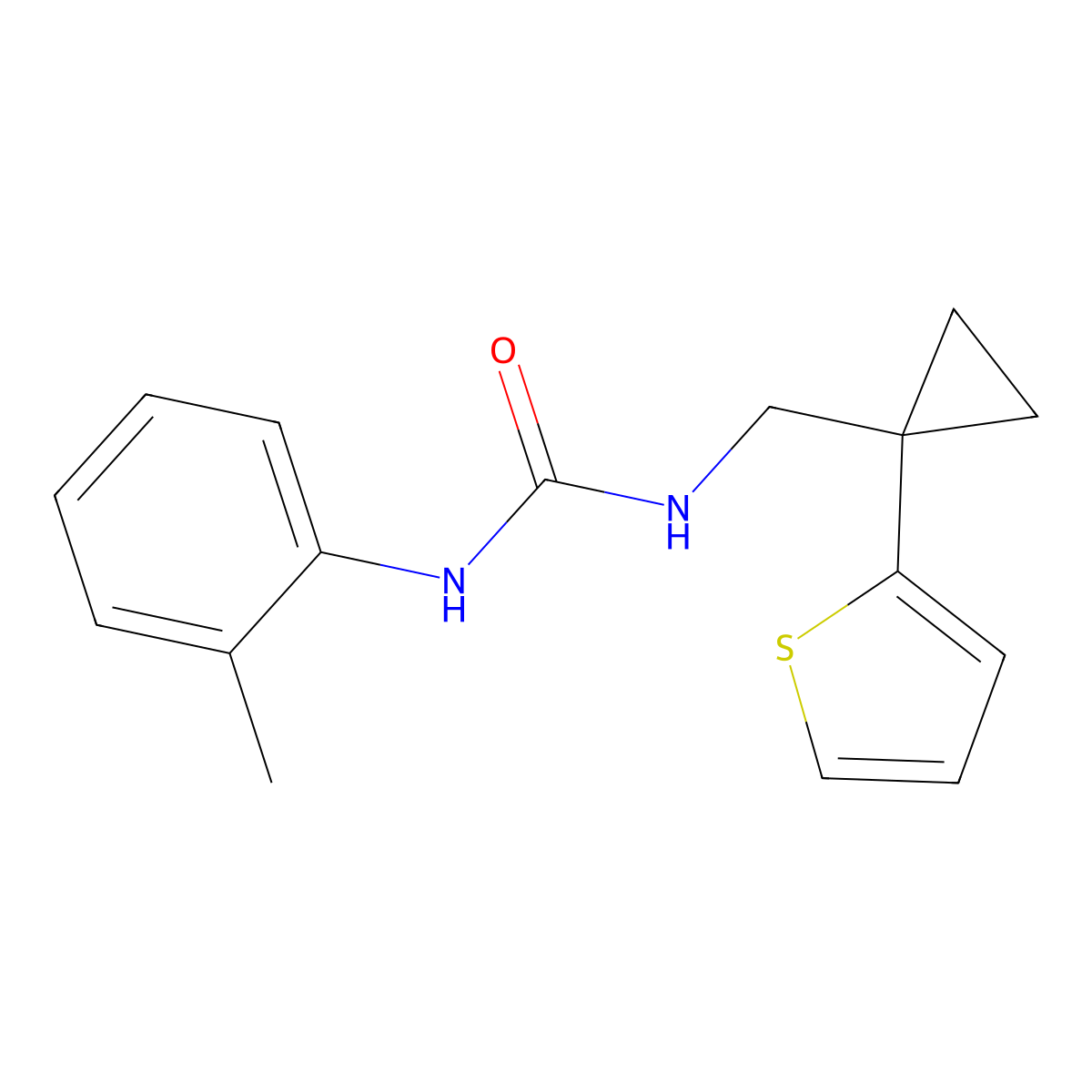 1-((1-(Thiophen-2-yl)cyclopropyl)methyl)-3-(o-tolyl)urea molecular structure, CAS 1211009-49-2