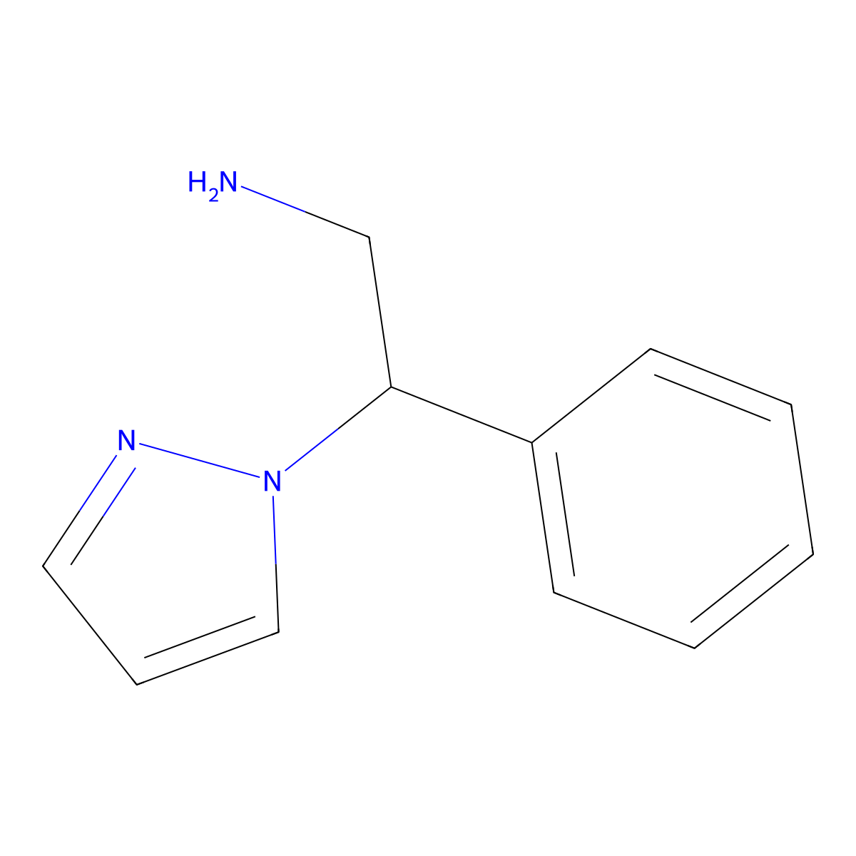 2-phenyl-2-(1H-pyrazol-1-yl)ethan-1-amine molecular structure, CAS 1211011-92-5