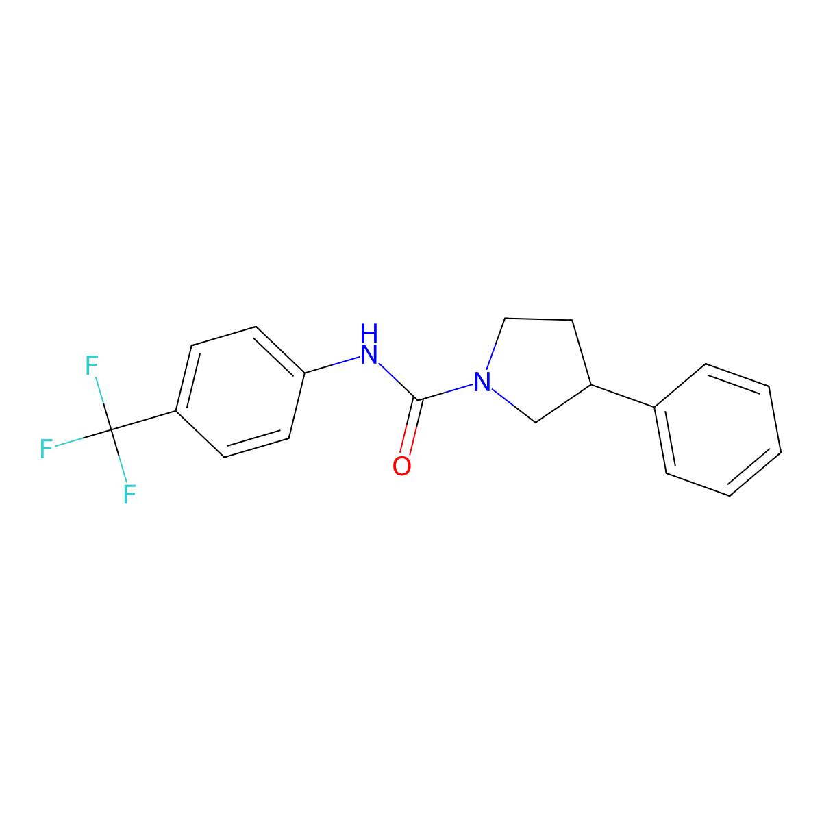 3-phenyl-N-[4-(trifluoromethyl)phenyl]pyrrolidine-1-carboxamide molecular structure, CAS 1211014-69-5