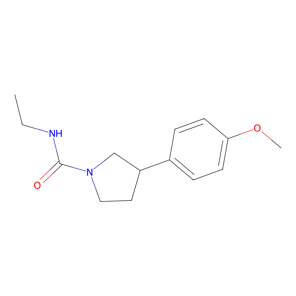 N-ethyl-3-(4-methoxyphenyl)pyrrolidine-1-carboxamide molecular structure, CAS 1211015-13-2