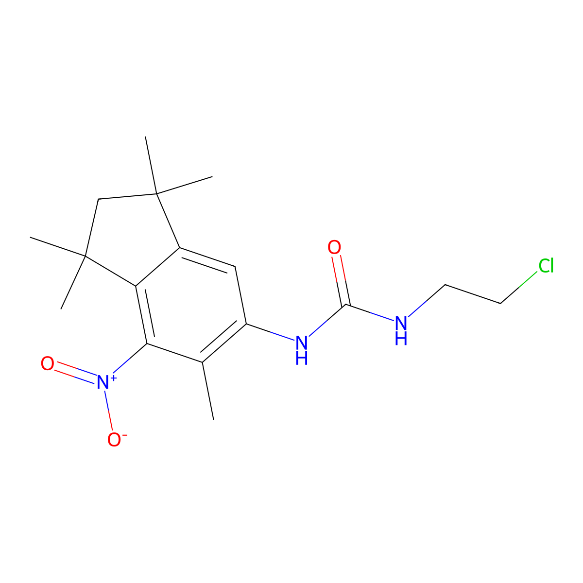 1-(2-Chloroethyl)-3-(7-nitro-1,1,3,3,6-pentamethylindan-5-yl)urea molecular structure, CAS 1211016-69-1