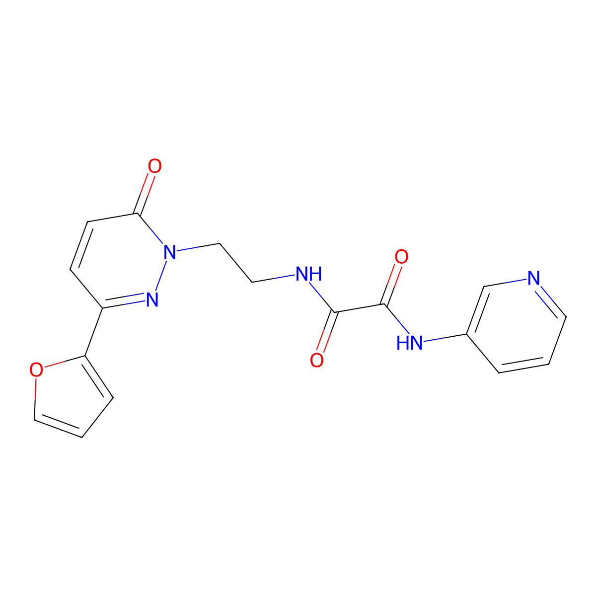 N1-(2-(3-(furan-2-yl)-6-oxopyridazin-1(6H)-yl)ethyl)-N2-(pyridin-3-yl)oxalamide molecular structure, CAS 1211018-72-2