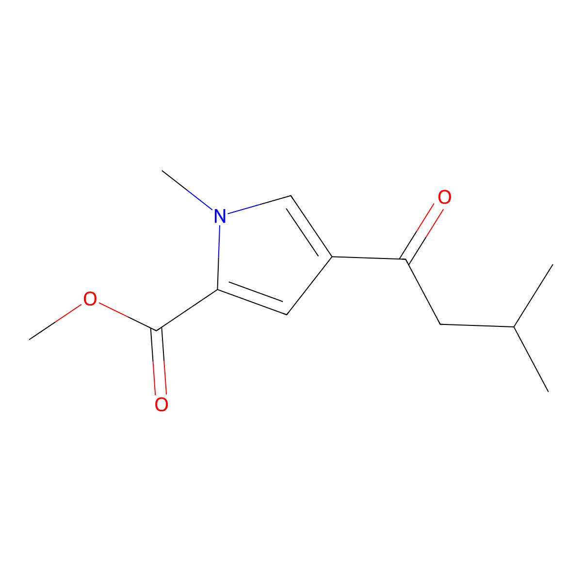 methyl 1-methyl-4-(3-methylbutanoyl)-1H-pyrrole-2-carboxylate molecular structure, CAS 1211020-15-3