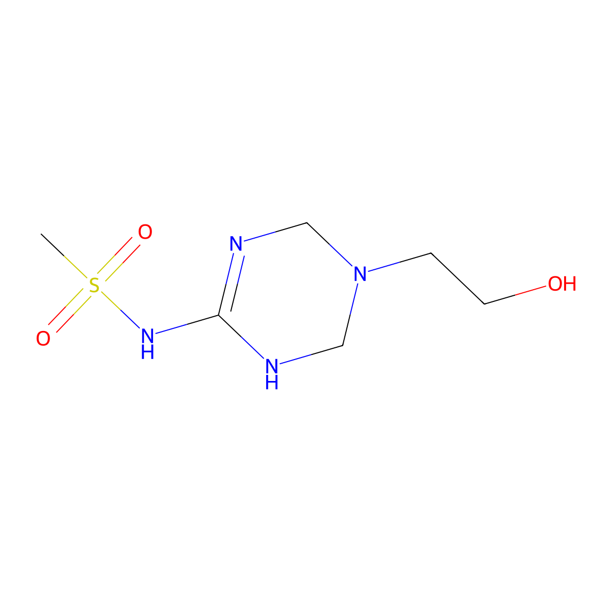 N-[5-(2-Hydroxyethyl)-1,3,5-triazinan-2-ylidene]methanesulfonamide molecular structure, CAS 1211021-95-2