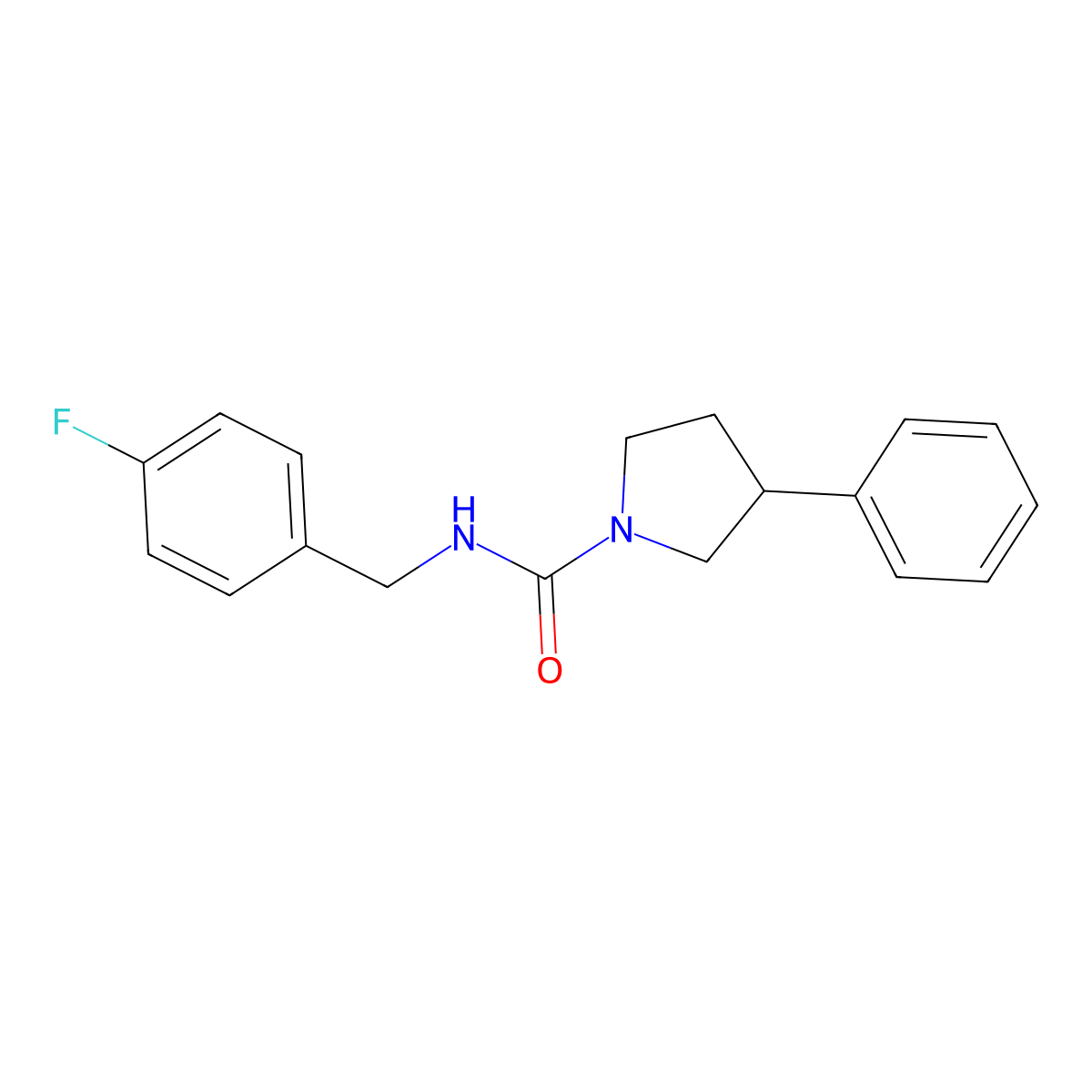 N-(4-fluorobenzyl)-3-phenylpyrrolidine-1-carboxamide molecular structure, CAS 1211023-70-9