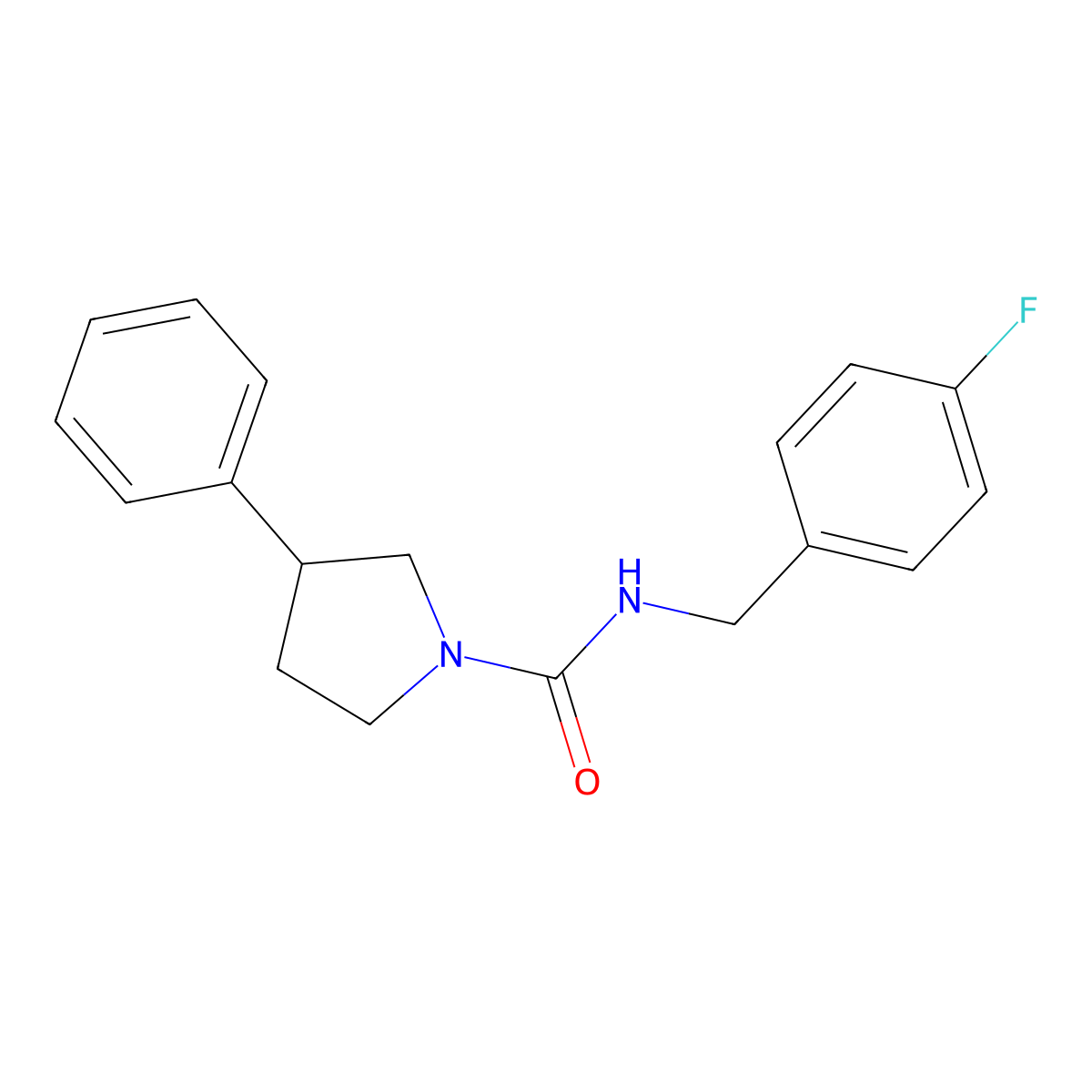 N-(4-fluorobenzyl)-3-phenylpyrrolidine-1-carboxamide molecular structure, CAS 1211023-70-9