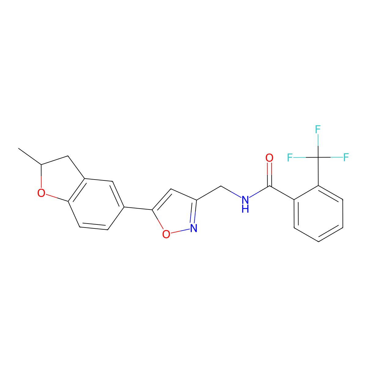 N-((5-(2-methyl-2,3-dihydrobenzofuran-5-yl)isoxazol-3-yl)methyl)-2-(trifluoromethyl)benzamide molecular structure, CAS 1211024-04-2