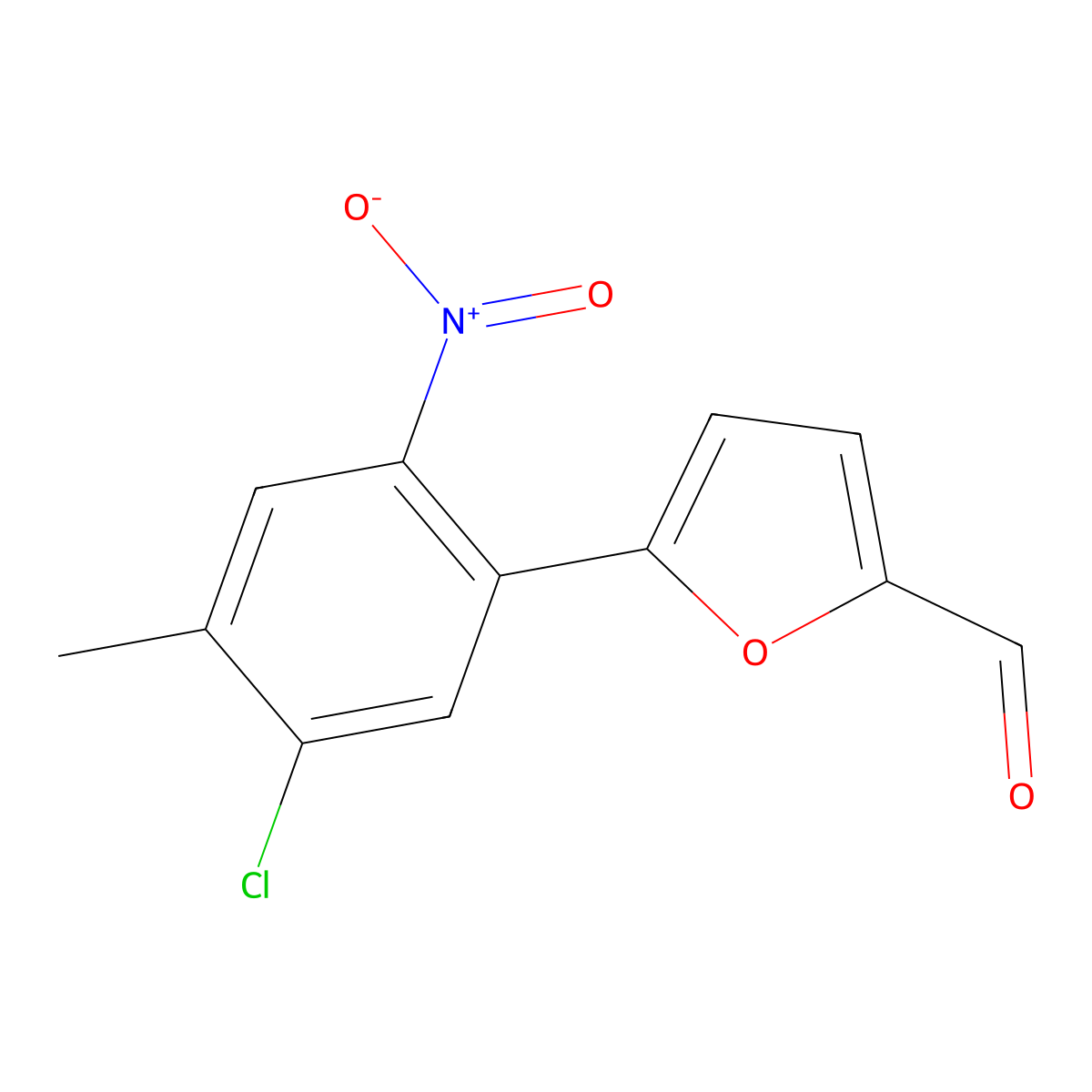5-(5-Chloro-4-methyl-2-nitrophenyl)furan-2-carbaldehyde molecular structure, CAS 1211027-21-2