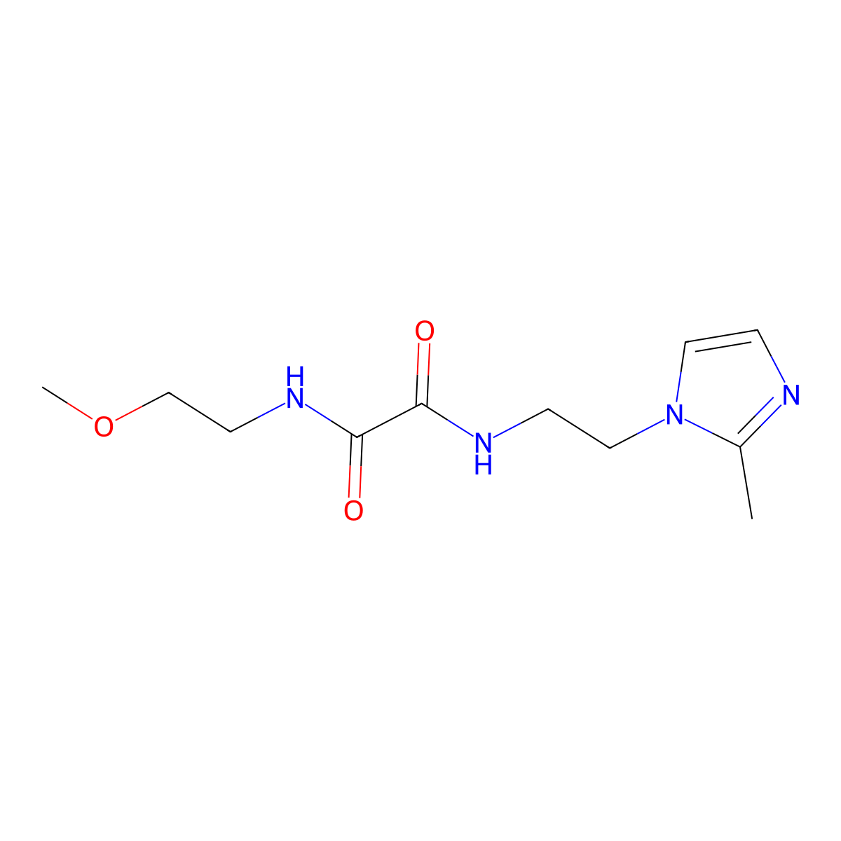 N1-(2-methoxyethyl)-N2-(2-(2-methyl-1H-imidazol-1-yl)ethyl)oxalamide molecular structure, CAS 1211030-67-9
