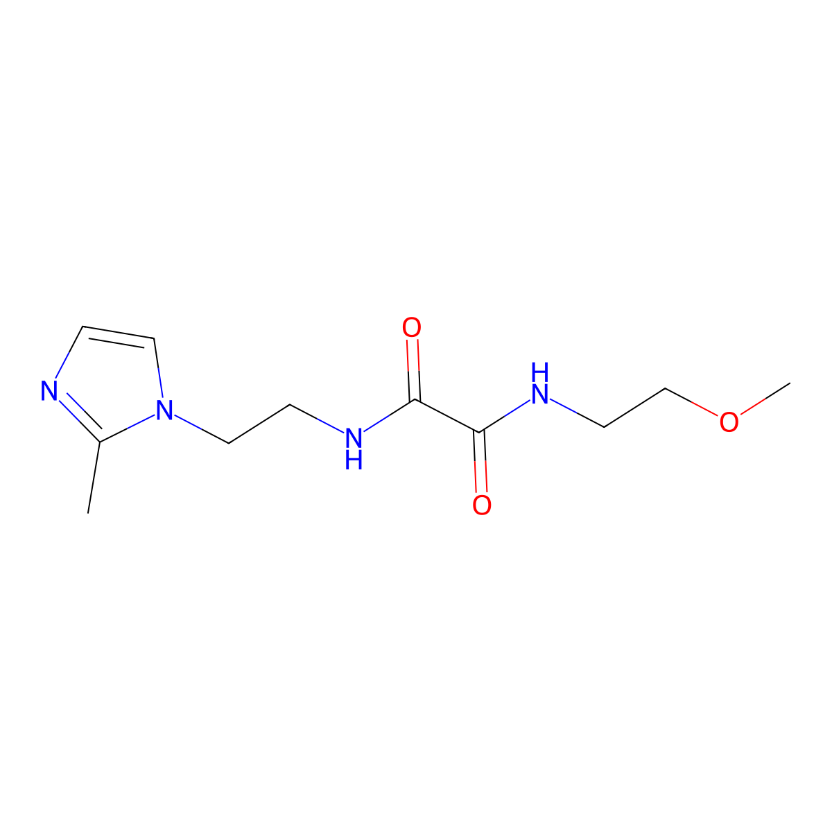 N1-(2-methoxyethyl)-N2-(2-(2-methyl-1H-imidazol-1-yl)ethyl)oxalamide molecular structure, CAS 1211030-67-9