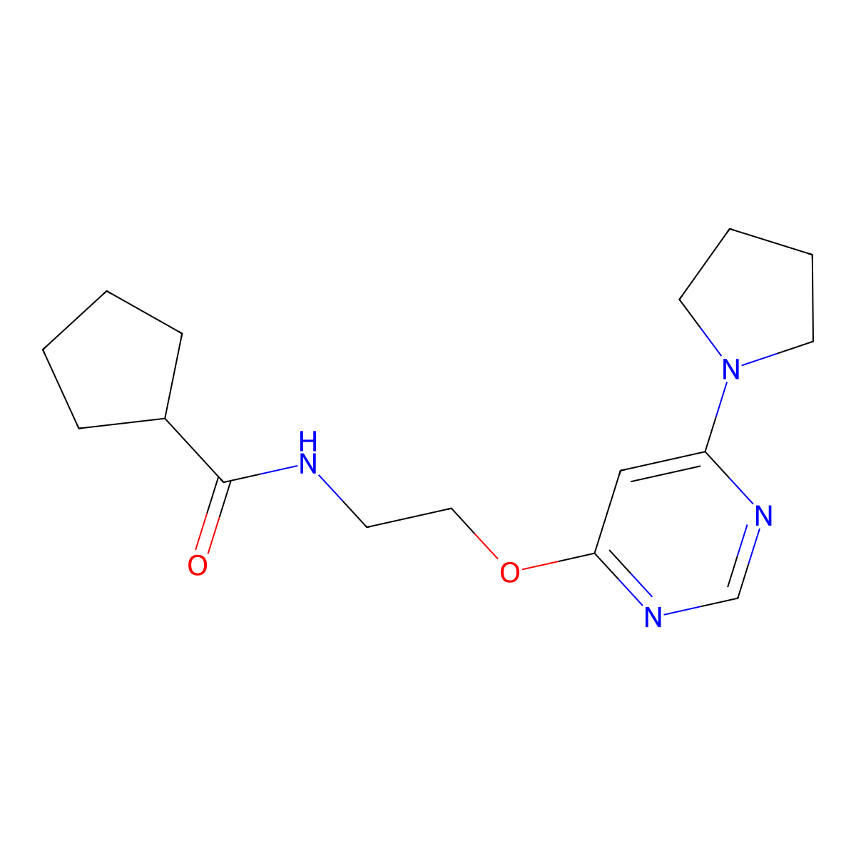 N-(2-{[6-(Pyrrolidin-1-YL)pyrimidin-4-YL]oxy}ethyl)cyclopentanecarboxamide molecular structure, CAS 1211044-76-6
