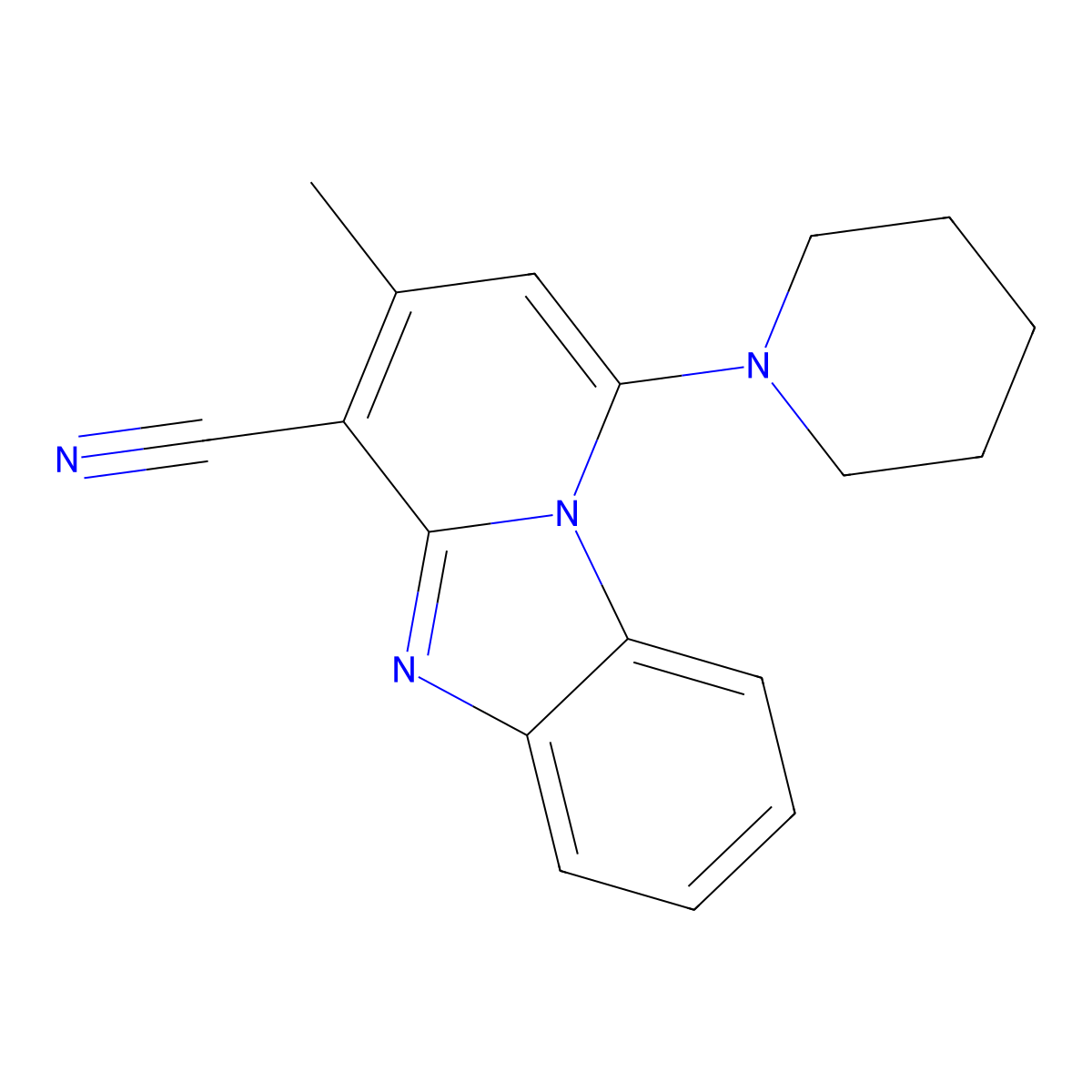 3-Methyl-1-piperidin-1-ylpyrido[1,2-a]benzimidazole-4-carbonitrile molecular structure, CAS 121105-83-7