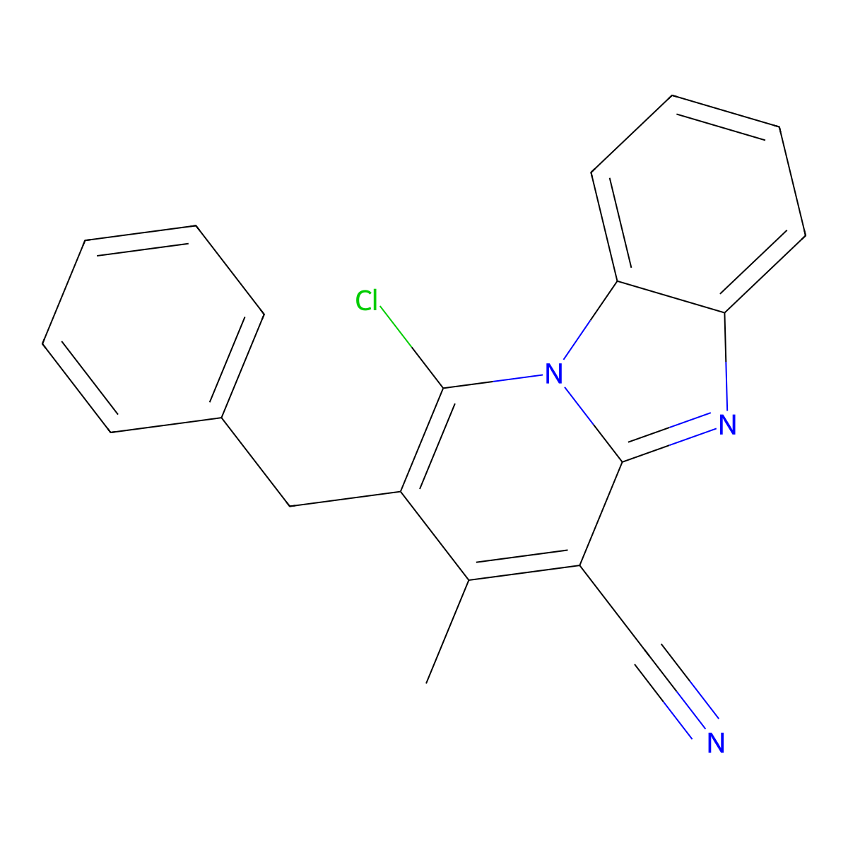 2-Benzyl-1-chloro-3-methylpyrido[1,2-a]benzimidazole-4-carbonitrile molecular structure, CAS 121105-86-0
