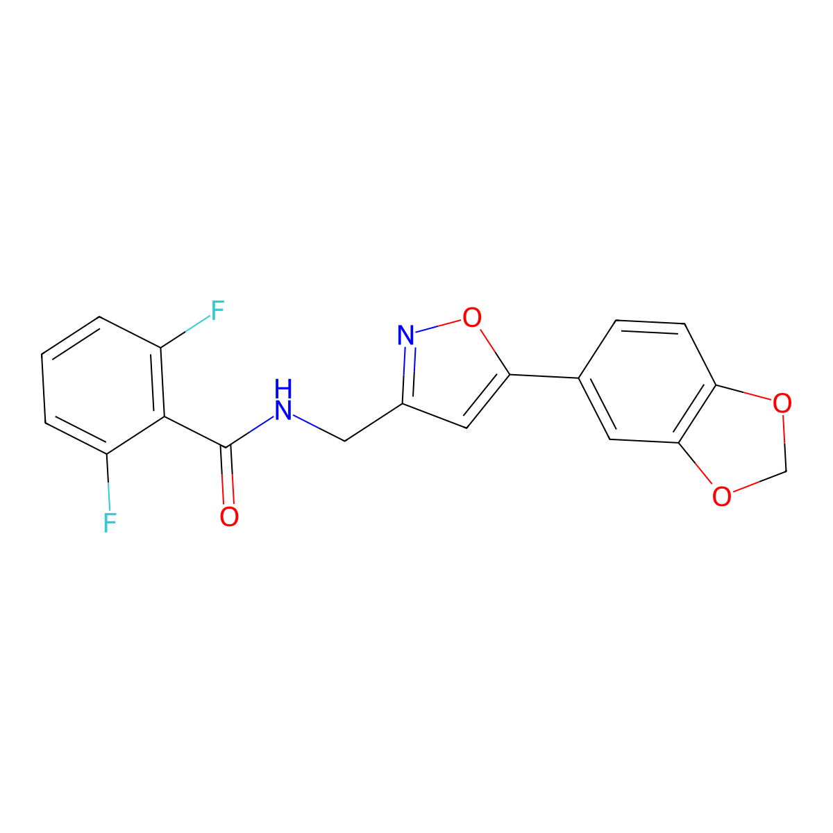 N-((5-(benzo[d][1,3]dioxol-5-yl)isoxazol-3-yl)methyl)-2,6-difluorobenzamide molecular structure, CAS 1211089-29-0