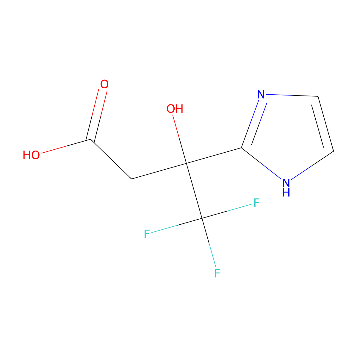 4,4,4-trifluoro-3-hydroxy-3-(1H-imidazol-2-yl)butanoic acid molecular structure, CAS 1211096-65-9