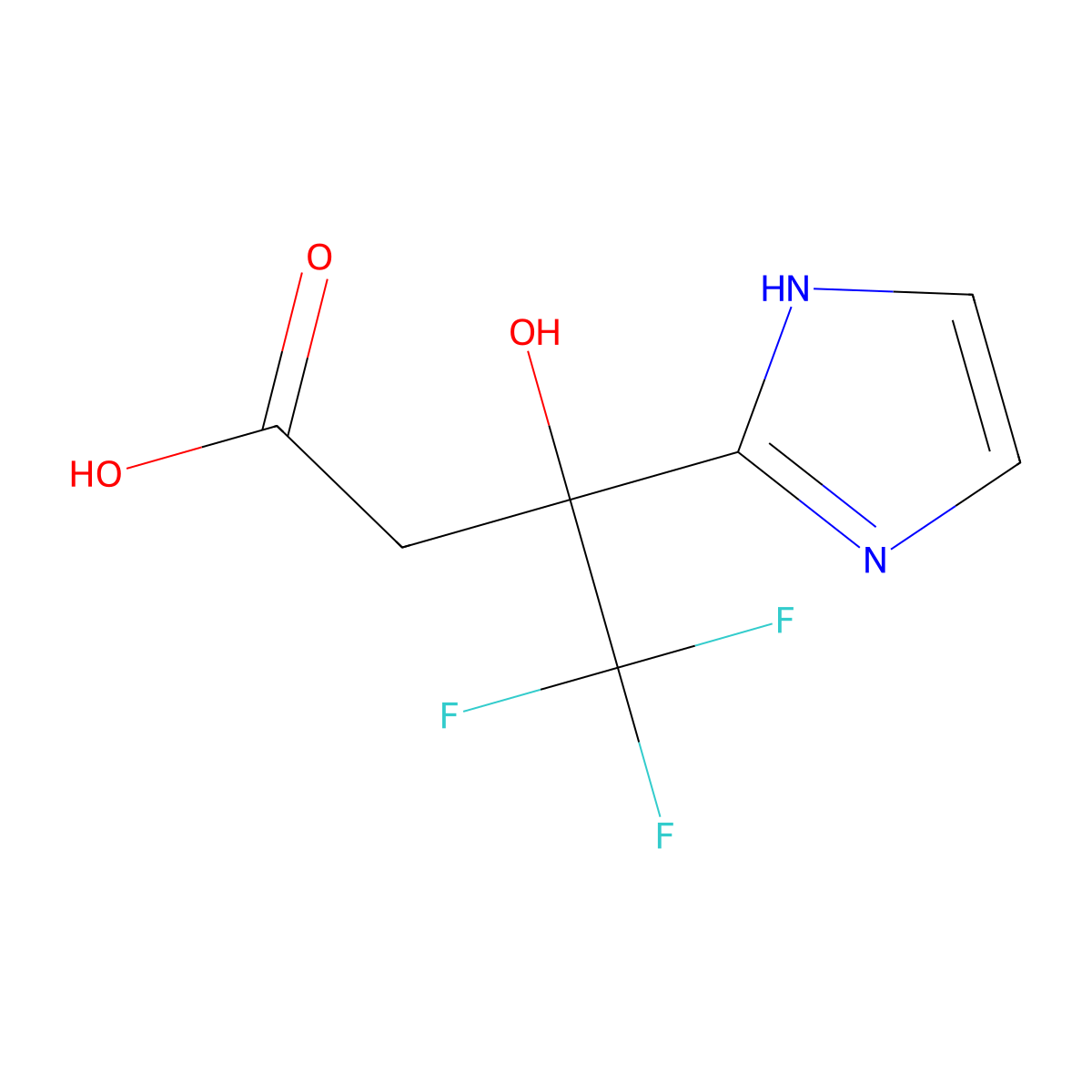 4,4,4-trifluoro-3-hydroxy-3-(1H-imidazol-2-yl)butanoic acid molecular structure, CAS 1211096-65-9
