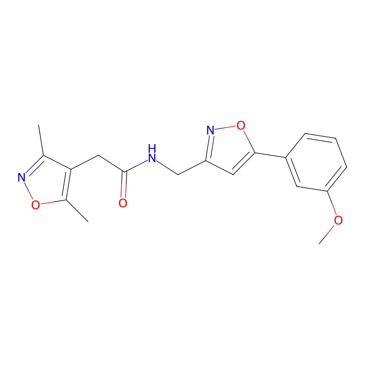2-(3,5-dimethylisoxazol-4-yl)-N-((5-(3-methoxyphenyl)isoxazol-3-yl)methyl)acetamide molecular structure, CAS 1211098-79-1