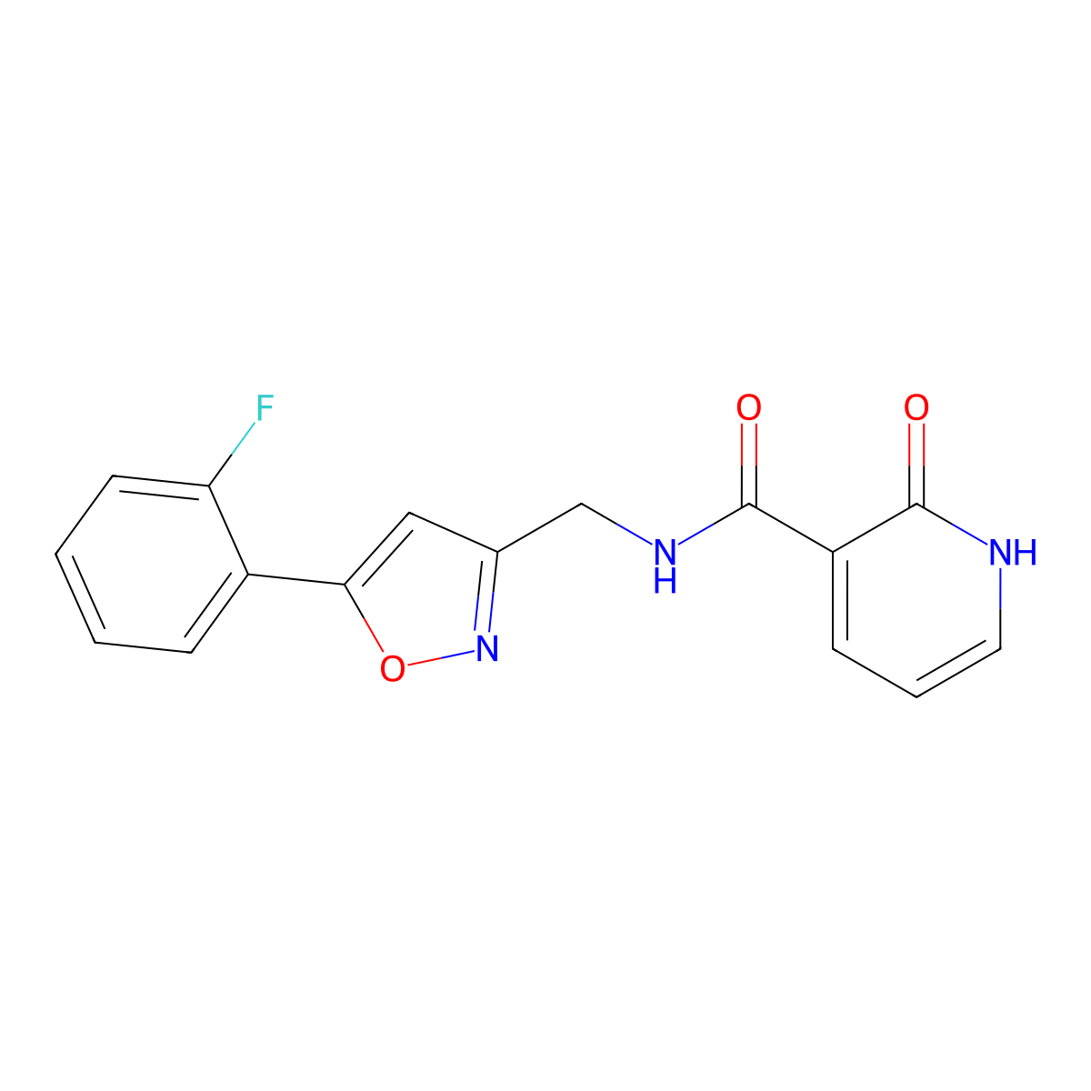 N-((5-(2-fluorophenyl)isoxazol-3-yl)methyl)-2-oxo-1,2-dihydropyridine-3-carboxamide molecular structure, CAS 1211099-43-2