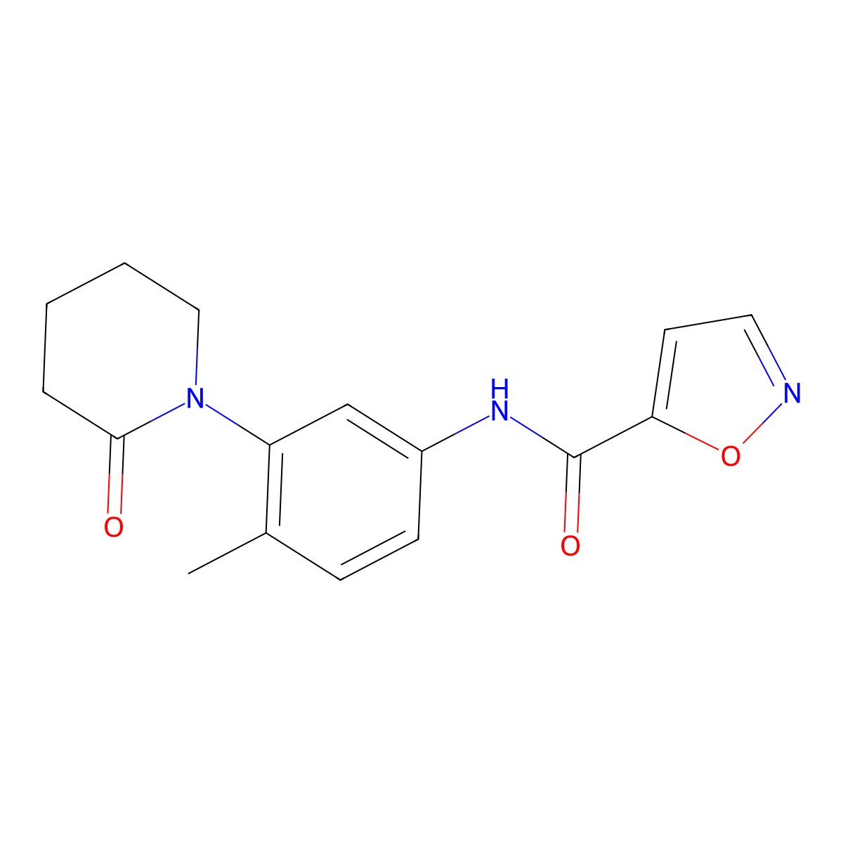 N-(4-methyl-3-(2-oxopiperidin-1-yl)phenyl)isoxazole-5-carboxamide molecular structure, CAS 1211100-15-0