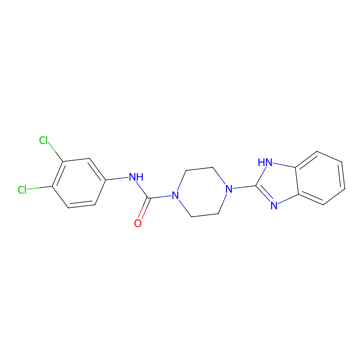 4-(1H-benzo[d]imidazol-2-yl)-N-(3,4-dichlorophenyl)piperazine-1-carboxamide molecular structure, CAS 1211102-78-1