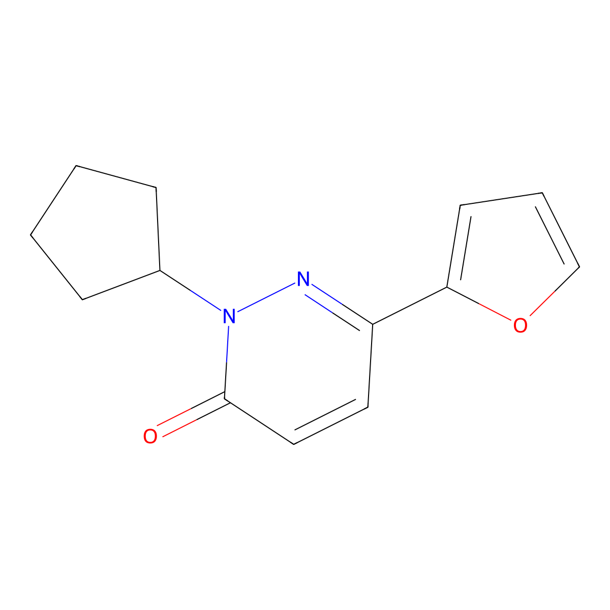 2-cyclopentyl-6-(furan-2-yl)pyridazin-3(2H)-one molecular structure, CAS 1211106-90-9