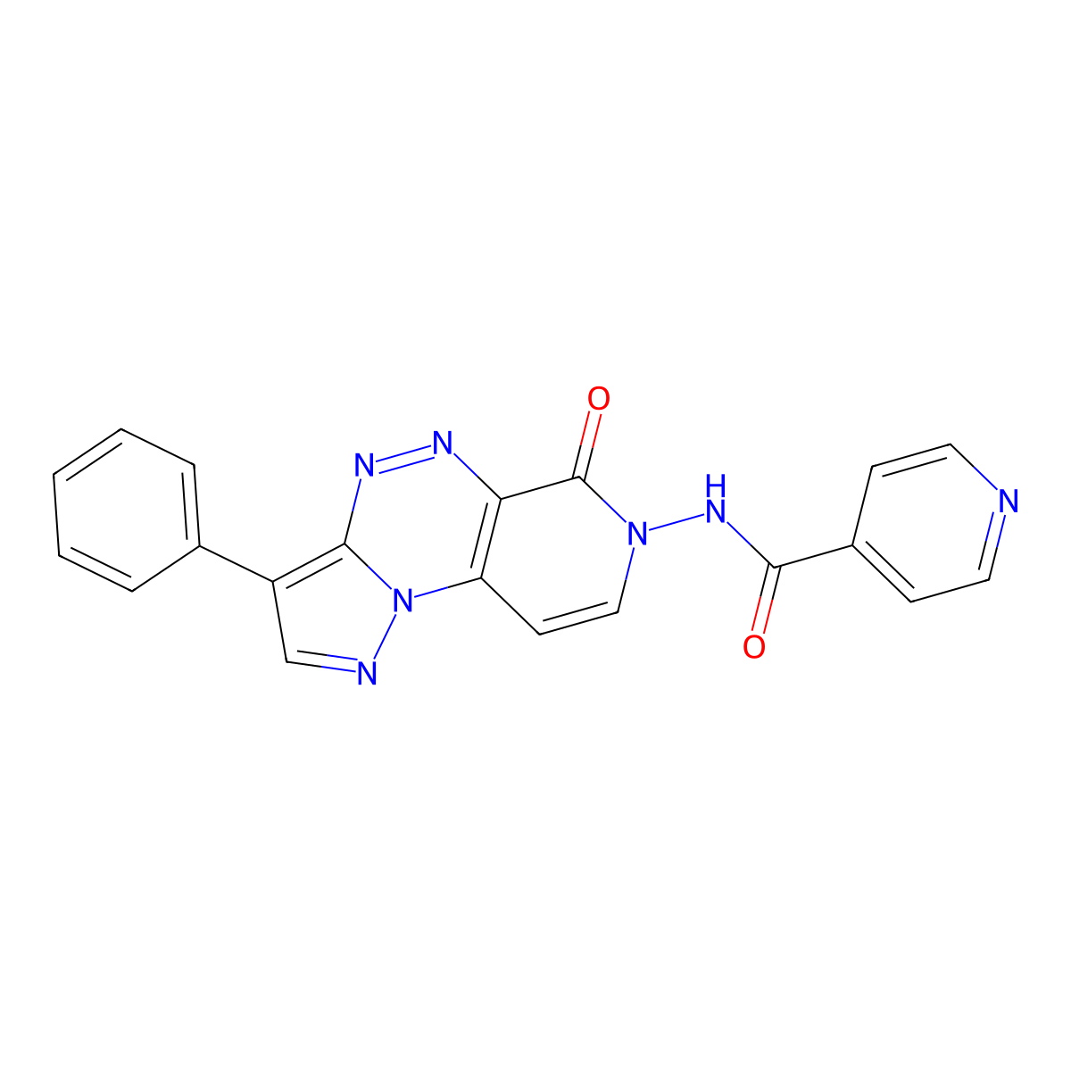 N-(6-oxo-3-phenylpyrazolo[5,1-c]pyrido[4,3-e][1,2,4]triazin-7(6H)-yl)isonicotinamide molecular structure, CAS 1211112-14-9