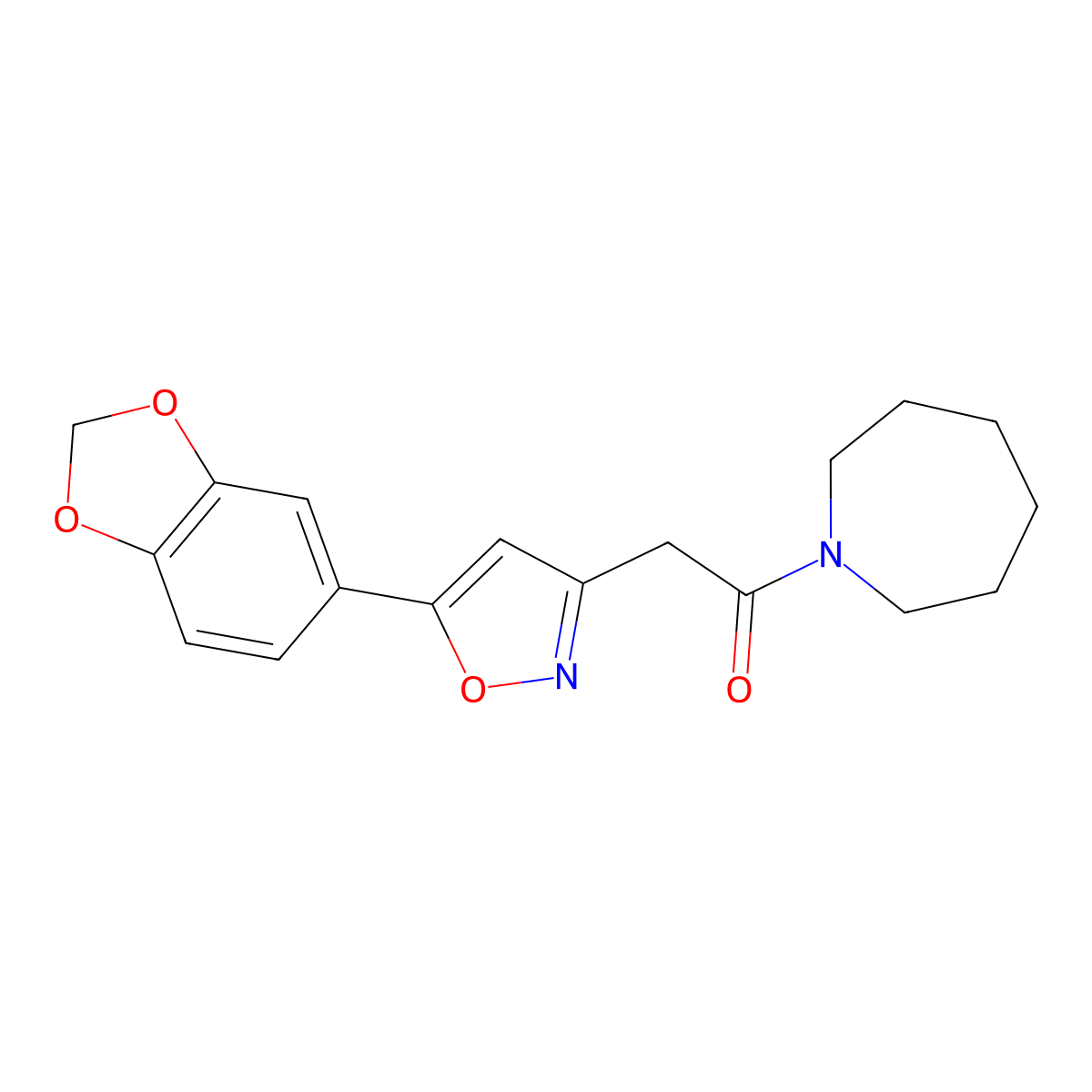 1-(Azepan-1-yl)-2-(5-(benzo[d][1,3]dioxol-5-yl)isoxazol-3-yl)ethanone molecular structure, CAS 1211120-25-0