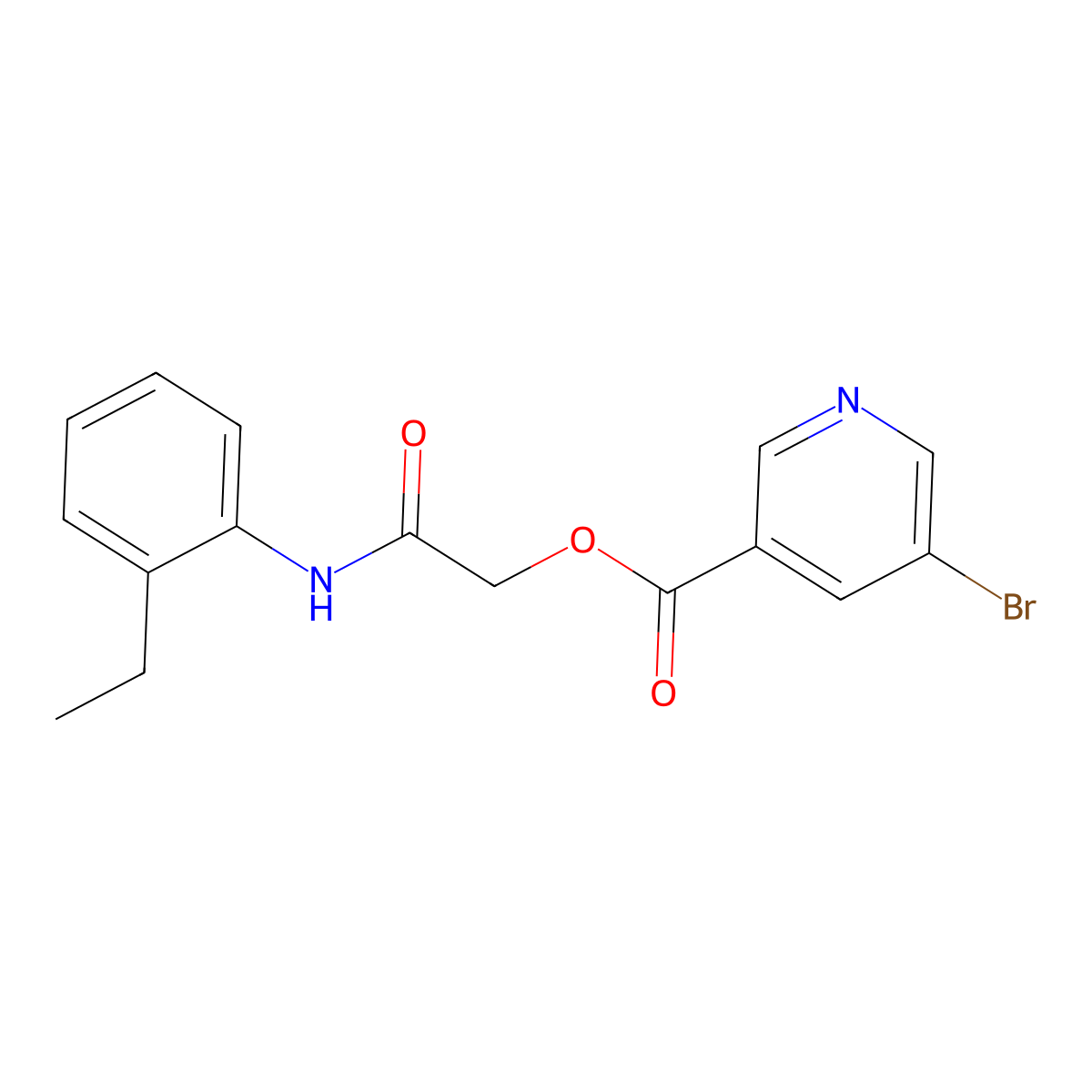 [2-(2-Ethylanilino)-2-oxoethyl] 5-bromopyridine-3-carboxylate molecular structure, CAS 1211123-60-2