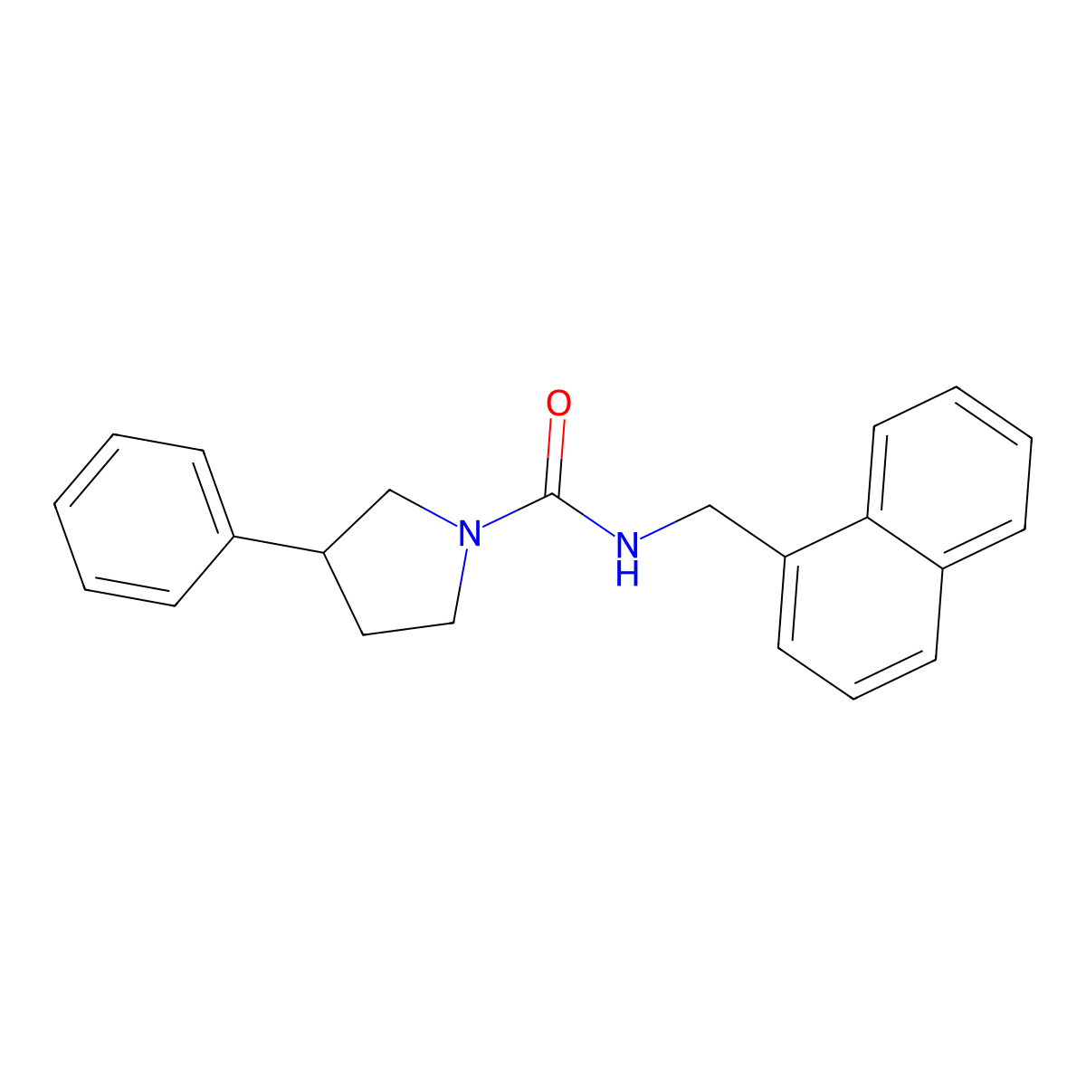 N-(naphthalen-1-ylmethyl)-3-phenylpyrrolidine-1-carboxamide molecular structure, CAS 1211124-22-9