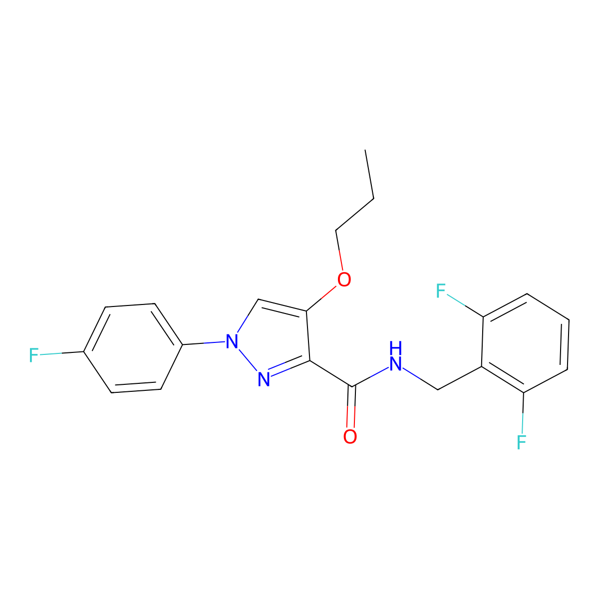 N-(2,6-difluorobenzyl)-1-(4-fluorophenyl)-4-propoxy-1H-pyrazole-3-carboxamide molecular structure, CAS 1211126-69-0