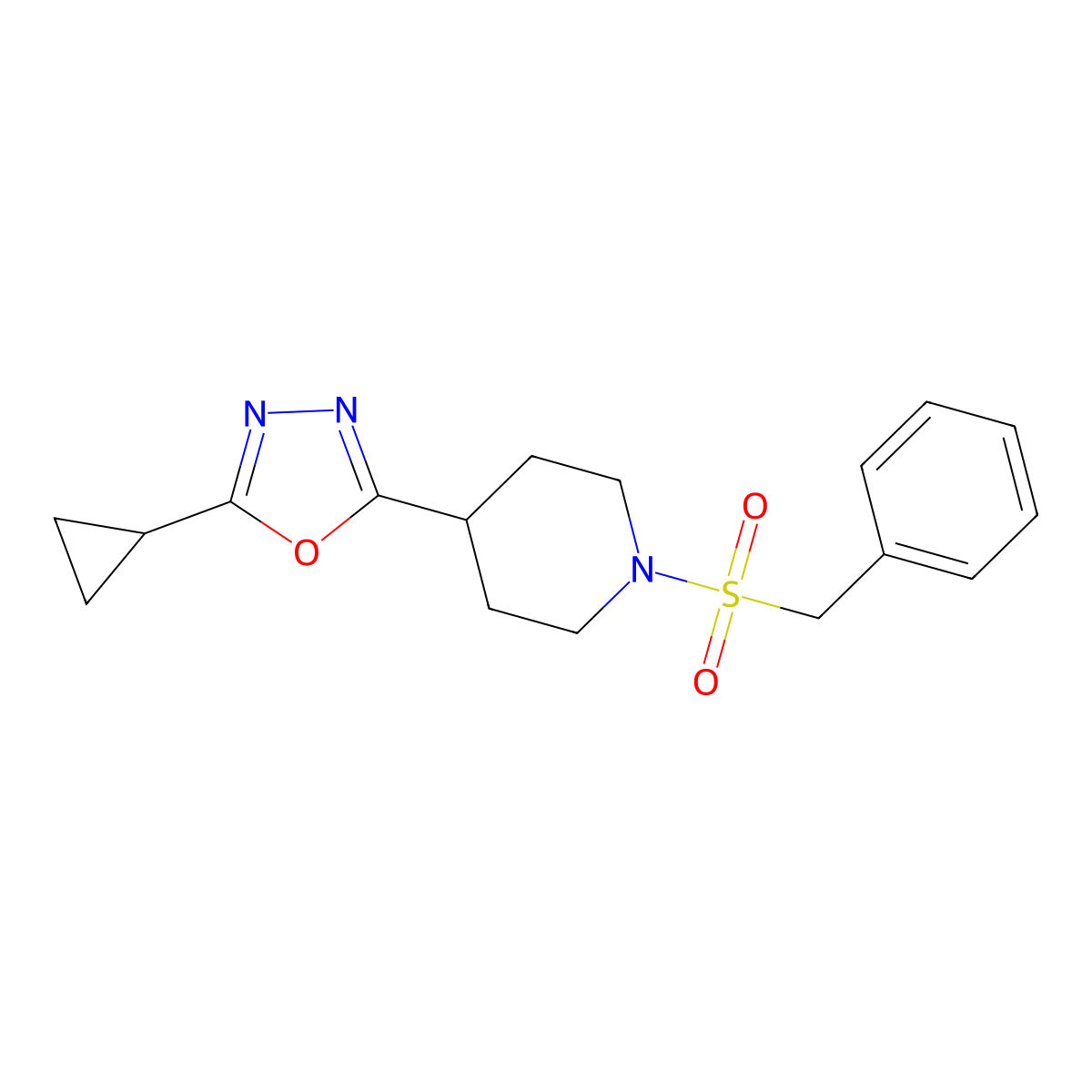 2-(1-(Benzylsulfonyl)piperidin-4-yl)-5-cyclopropyl-1,3,4-oxadiazole molecular structure, CAS 1211128-94-7