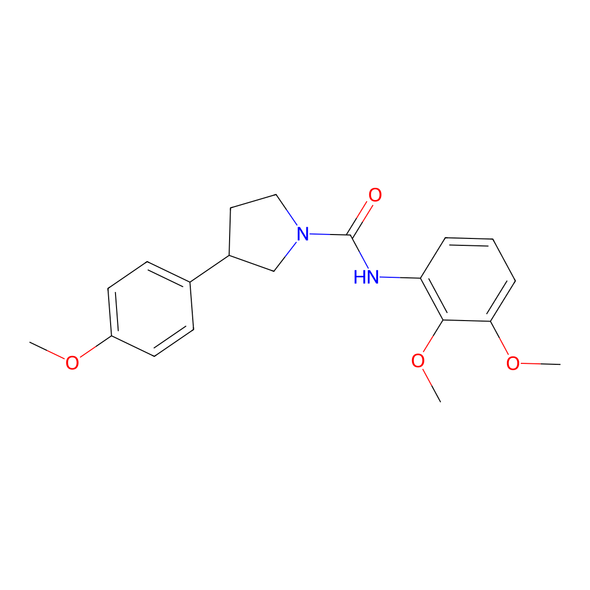 N-(2,3-dimethoxyphenyl)-3-(4-methoxyphenyl)pyrrolidine-1-carboxamide molecular structure, CAS 1211130-04-9