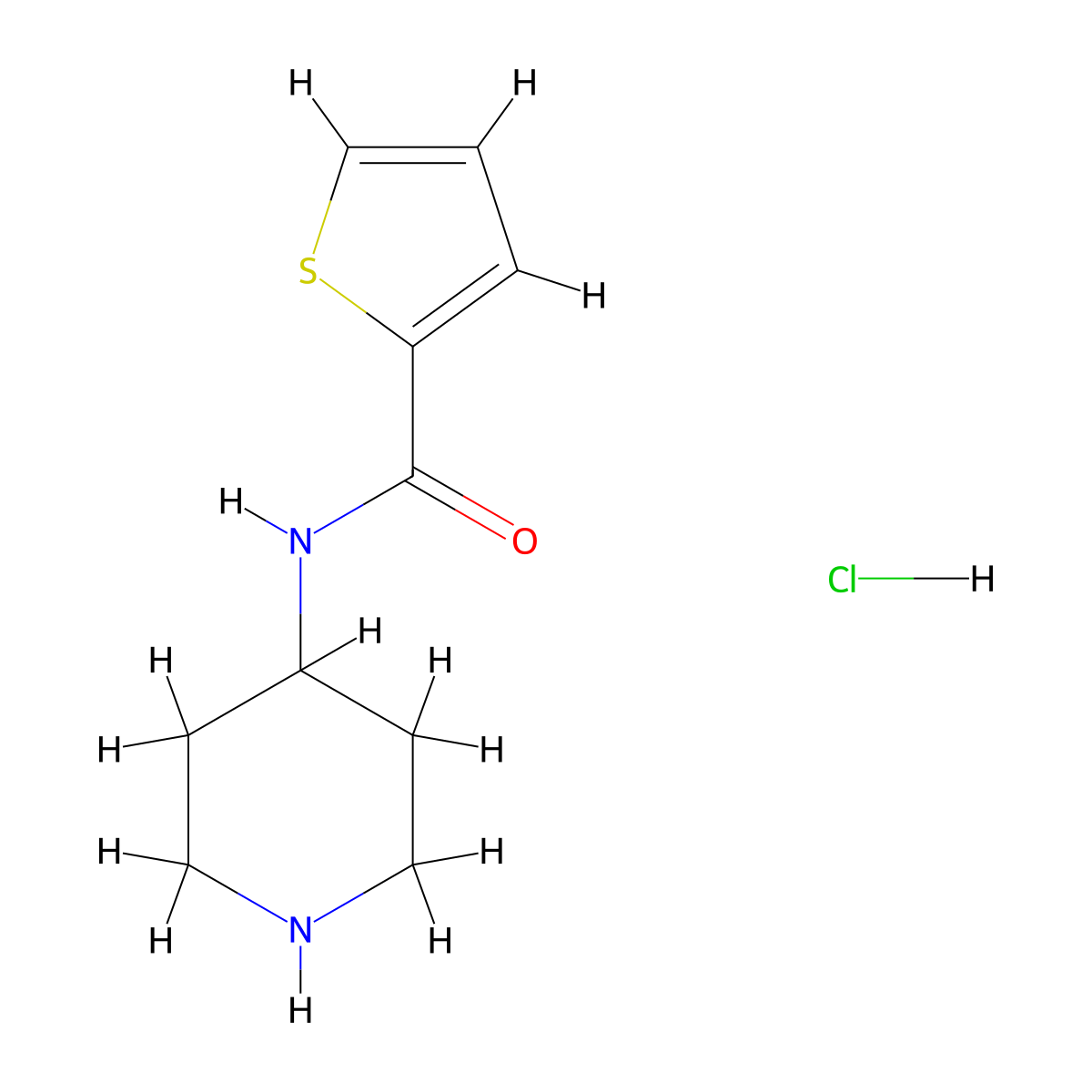 N-(piperidin-4-yl)thiophene-2-carboxamide hydrochloride molecular structure, CAS 1211130-98-1