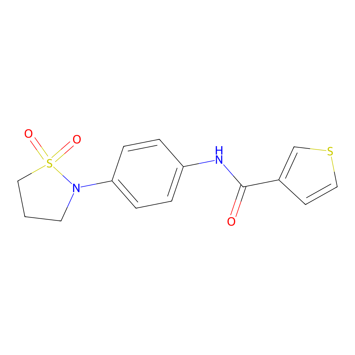 N-[4-(1,1-dioxo-1lambda6,2-thiazolidin-2-yl)phenyl]thiophene-3-carboxamide molecular structure, CAS 1211147-13-5