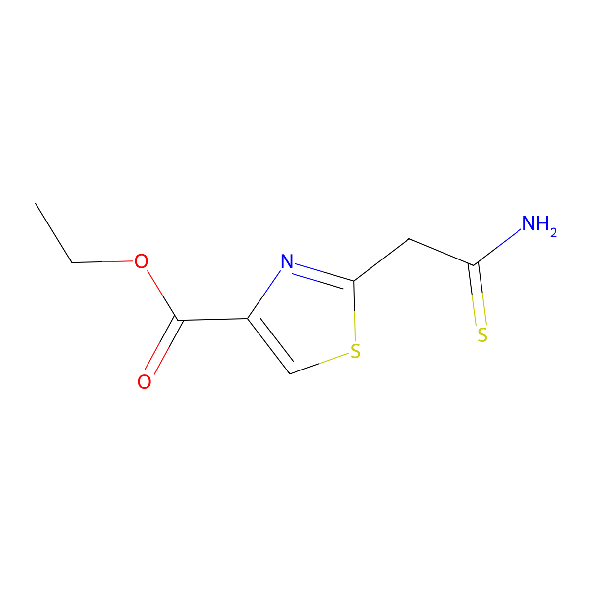 Ethyl 2-(carbamothioylmethyl)-1,3-thiazole-4-carboxylate molecular structure, CAS 1211149-89-1