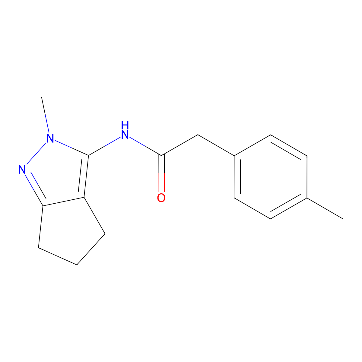 N-{2-methyl-2H,4H,5H,6H-cyclopenta[c]pyrazol-3-yl}-2-(4-methylphenyl)acetamide molecular structure, CAS 1211151-21-1