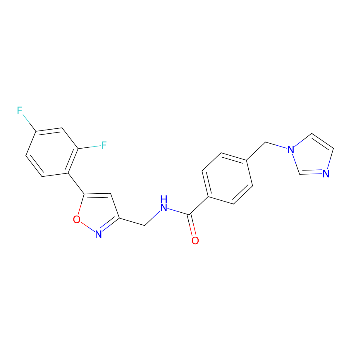 4-((1H-imidazol-1-yl)methyl)-N-((5-(2,4-difluorophenyl)isoxazol-3-yl)methyl)benzamide molecular structure, CAS 1211153-57-9