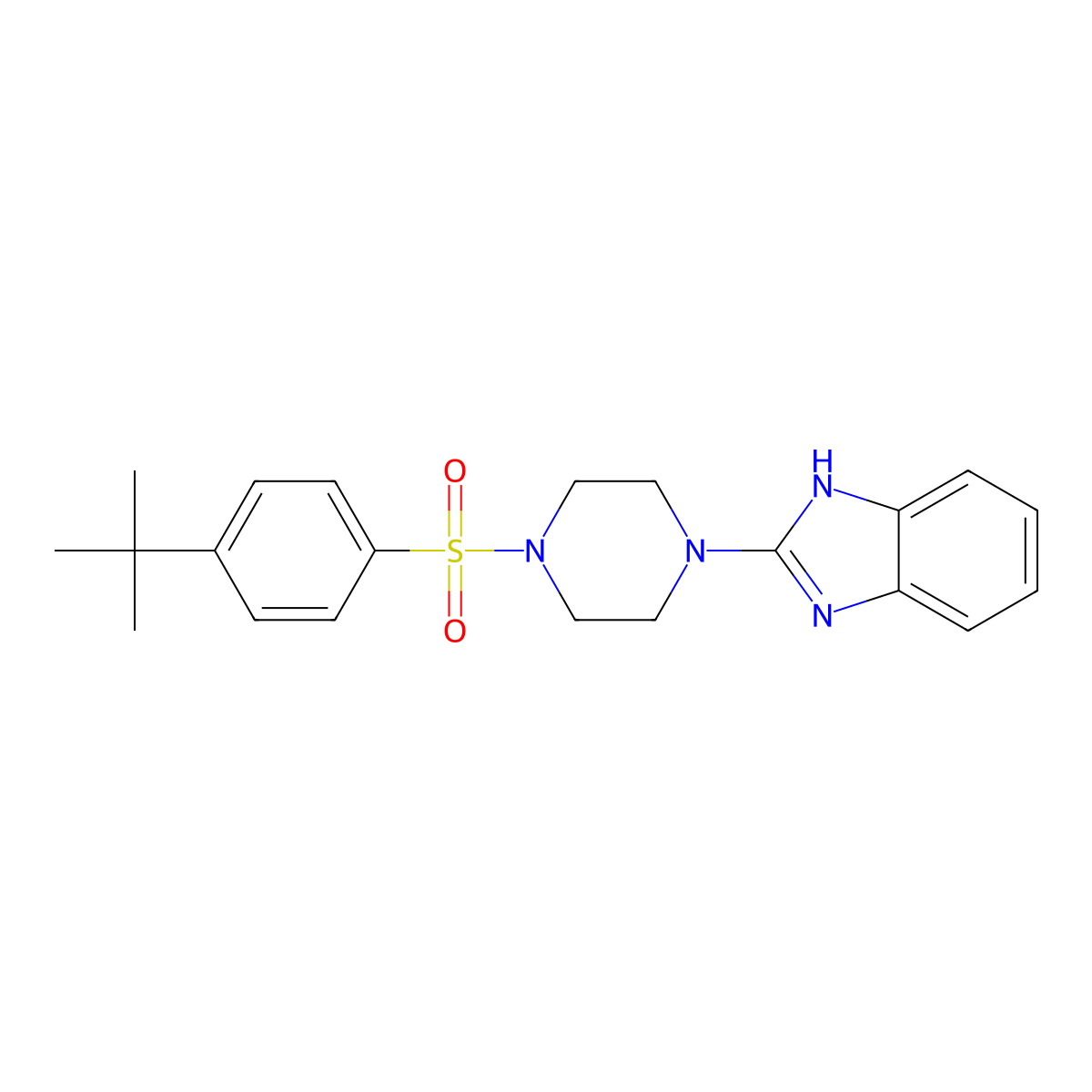 2-(4-((4-(tert-butyl)phenyl)sulfonyl)piperazin-1-yl)-1H-benzo[d]imidazole molecular structure, CAS 1211159-21-5