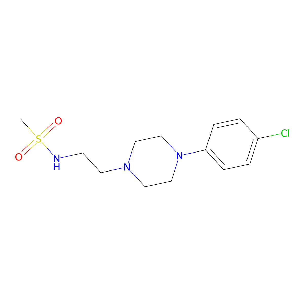 N-(2-(4-(4-chlorophenyl)piperazin-1-yl)ethyl)methanesulfonamide molecular structure, CAS 1211159-79-3