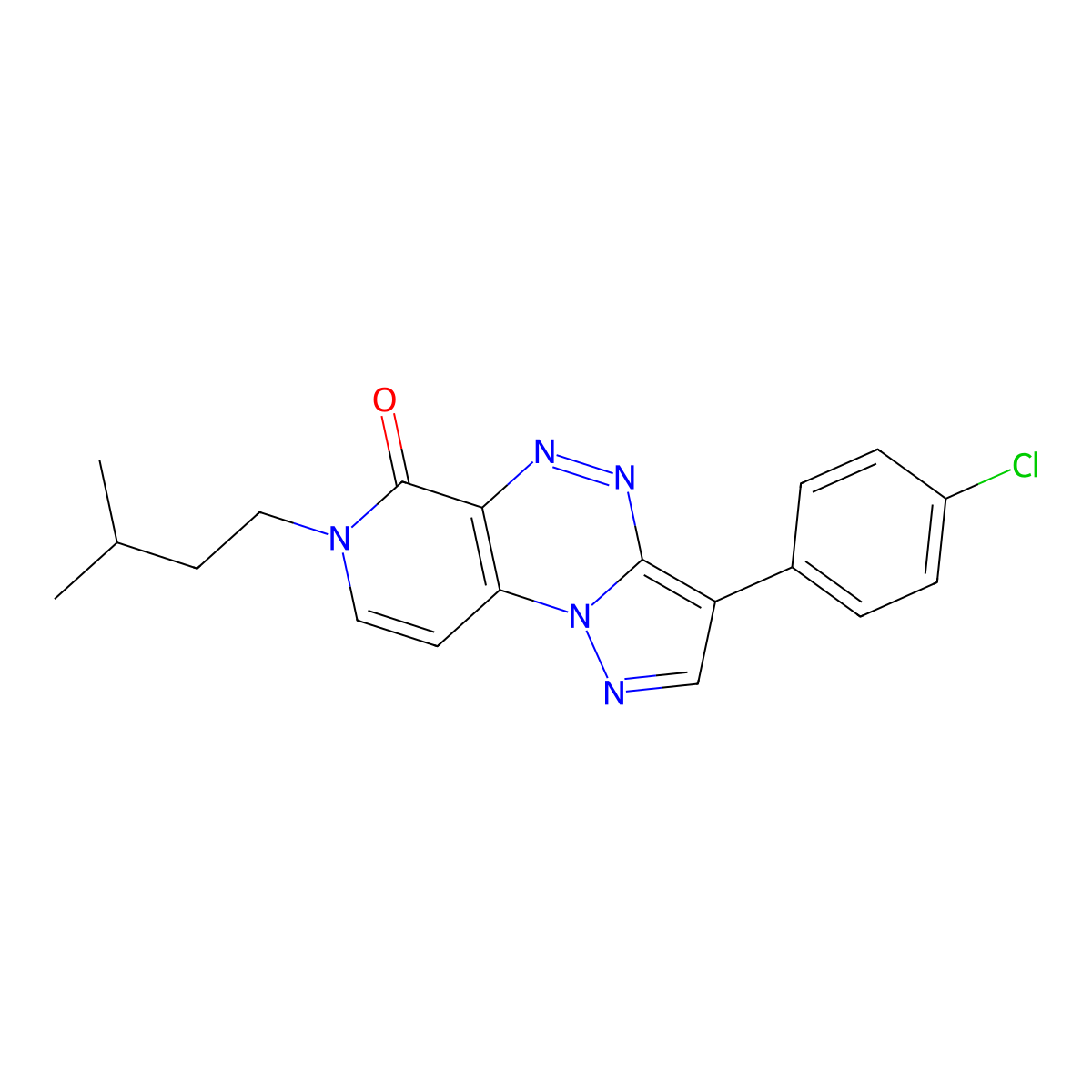 3-(4-chlorophenyl)-7-isopentylpyrazolo[5,1-c]pyrido[4,3-e][1,2,4]triazin-6(7H)-one molecular structure, CAS 1211164-85-0