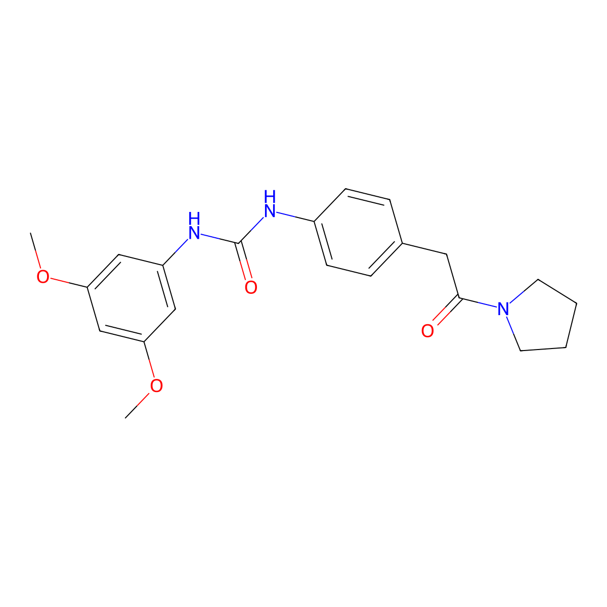 1-(3,5-Dimethoxyphenyl)-3-(4-(2-oxo-2-(pyrrolidin-1-yl)ethyl)phenyl)urea molecular structure, CAS 1211167-20-2