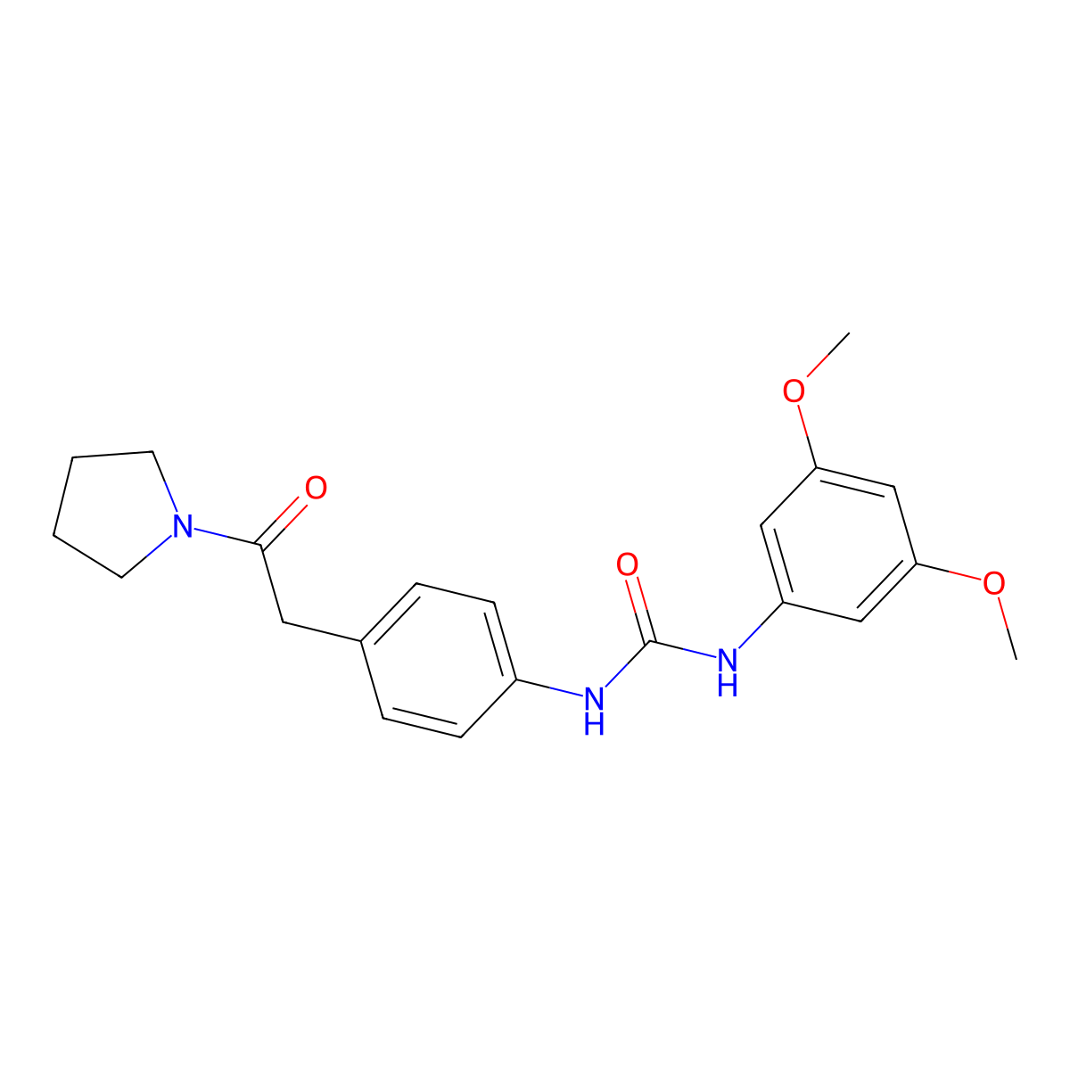 1-(3,5-Dimethoxyphenyl)-3-(4-(2-oxo-2-(pyrrolidin-1-yl)ethyl)phenyl)urea molecular structure, CAS 1211167-20-2