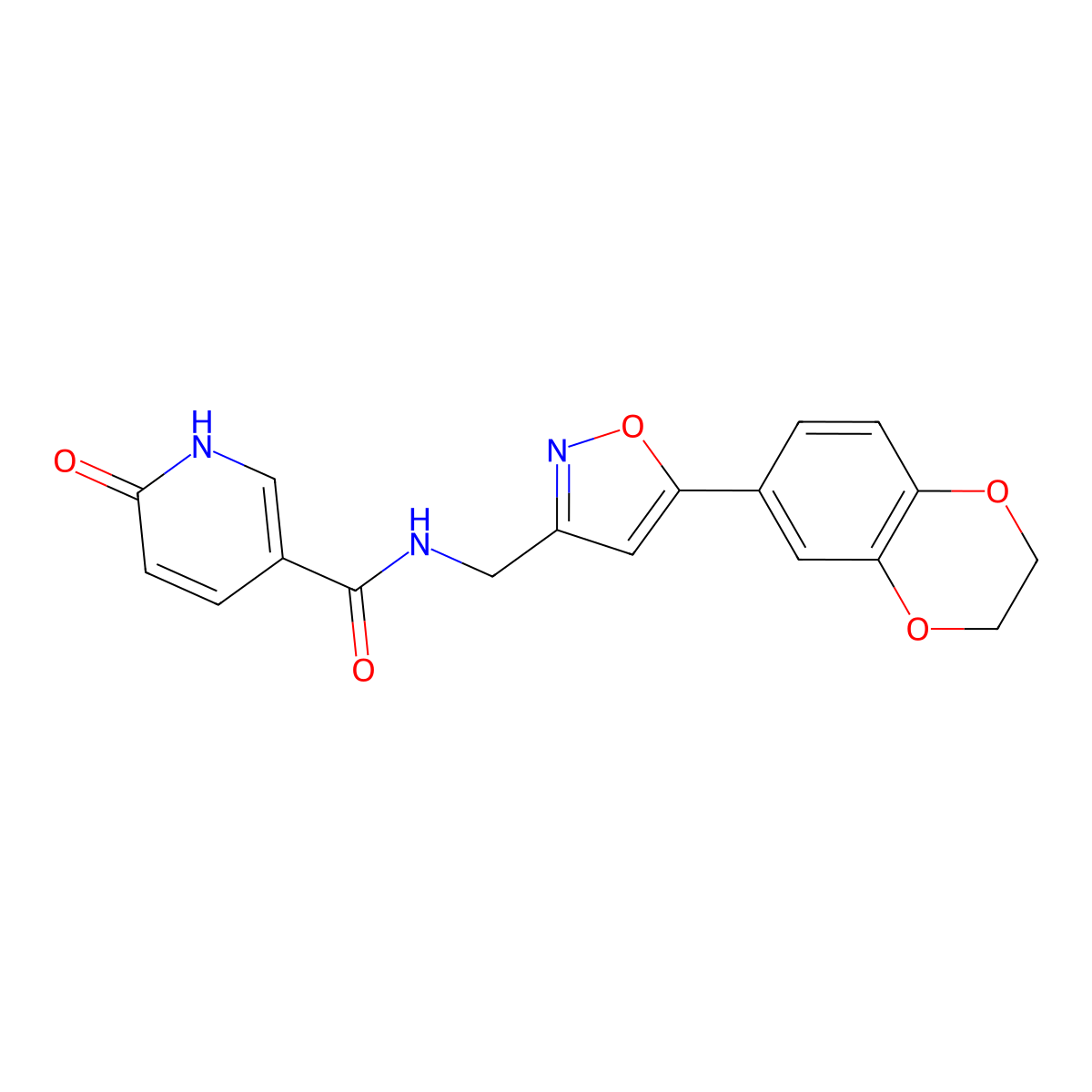 N-((5-(2,3-dihydrobenzo[b][1,4]dioxin-6-yl)isoxazol-3-yl)methyl)-6-oxo-1,6-dihydropyridine-3-carboxamide molecular structure, CAS 1211167-66-6
