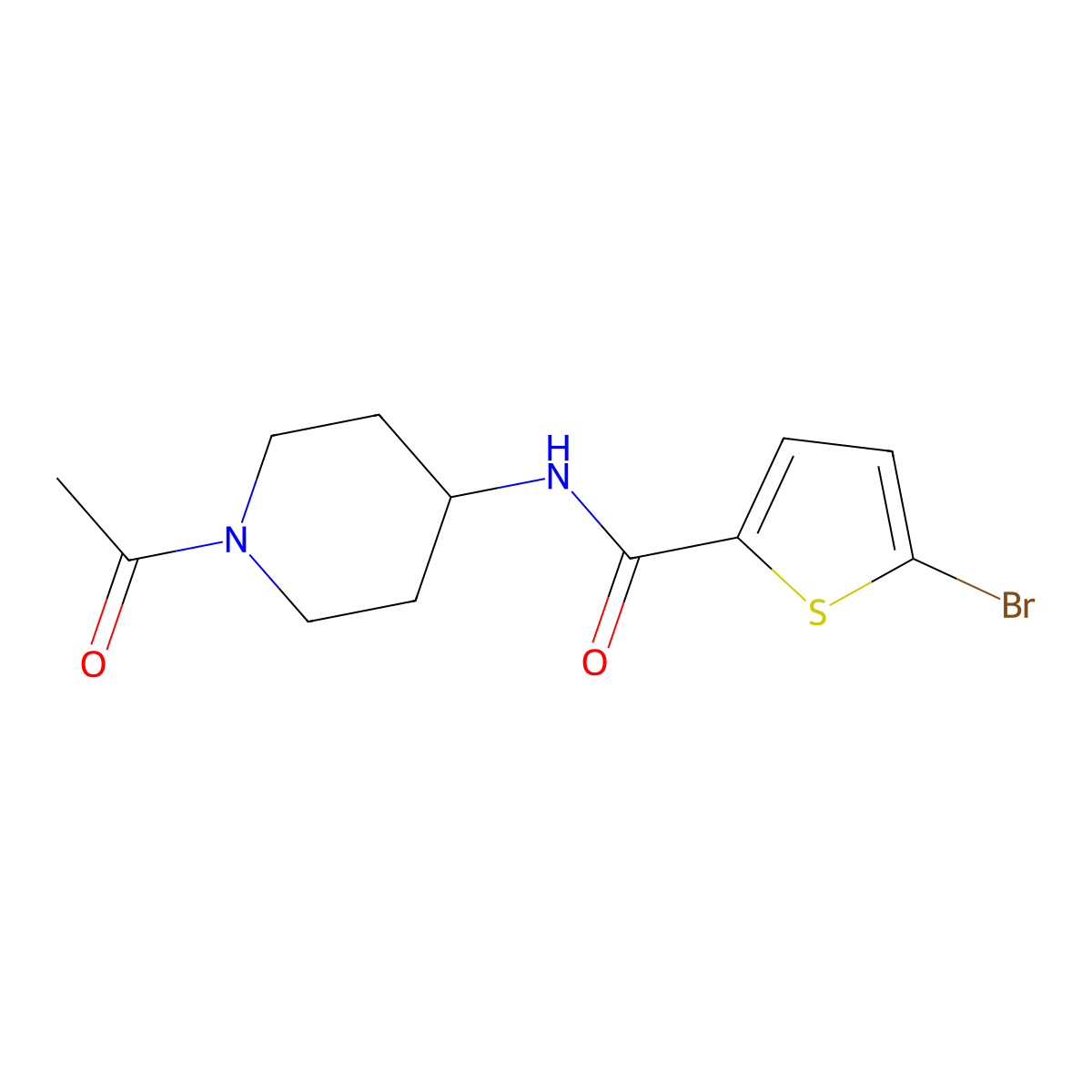 N-(1-acetylpiperidin-4-yl)-5-bromothiophene-2-carboxamide molecular structure, CAS 1211171-63-9