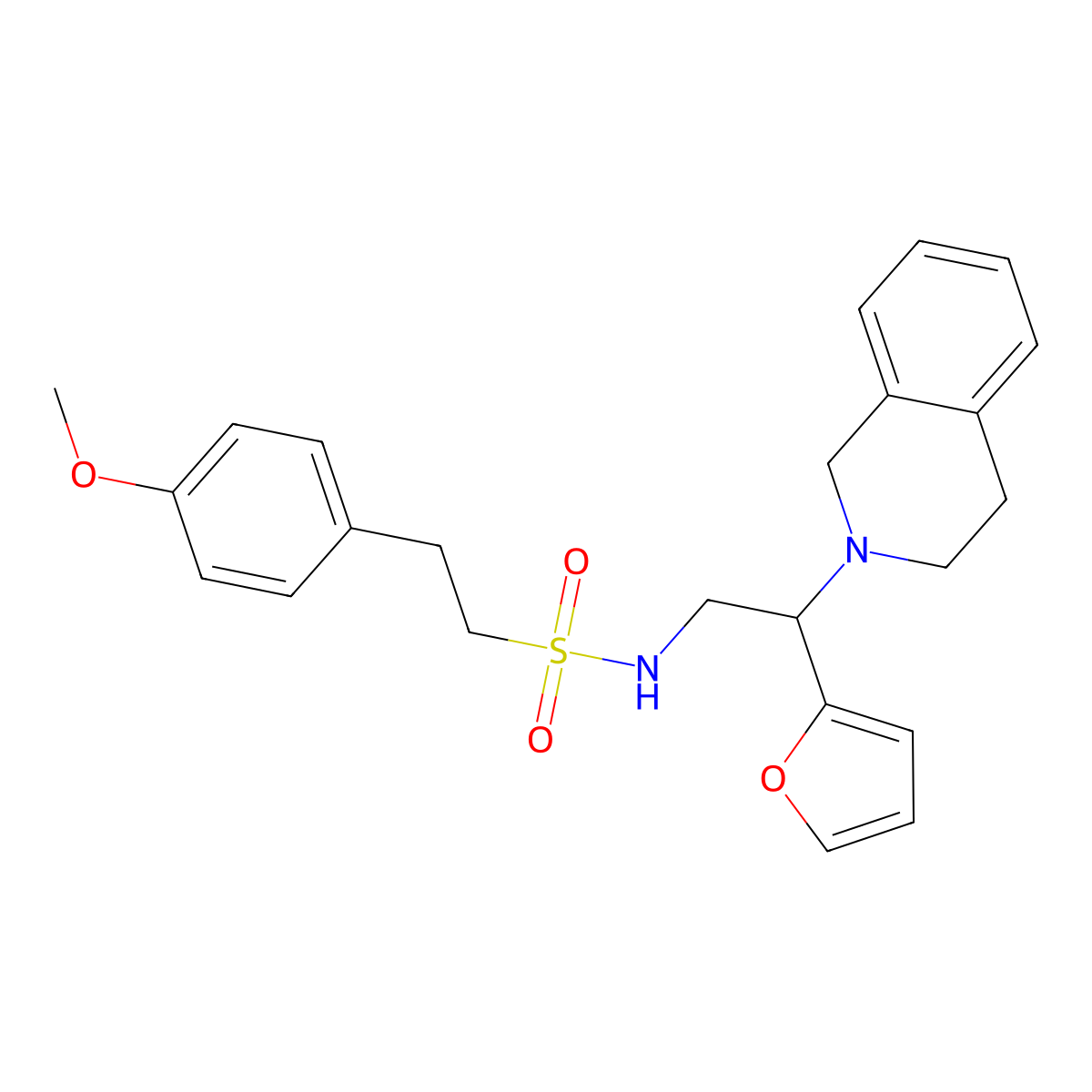N-(2-(3,4-dihydroisoquinolin-2(1H)-yl)-2-(furan-2-yl)ethyl)-2-(4-methoxyphenyl)ethanesulfonamide molecular structure, CAS 1211173-71-5